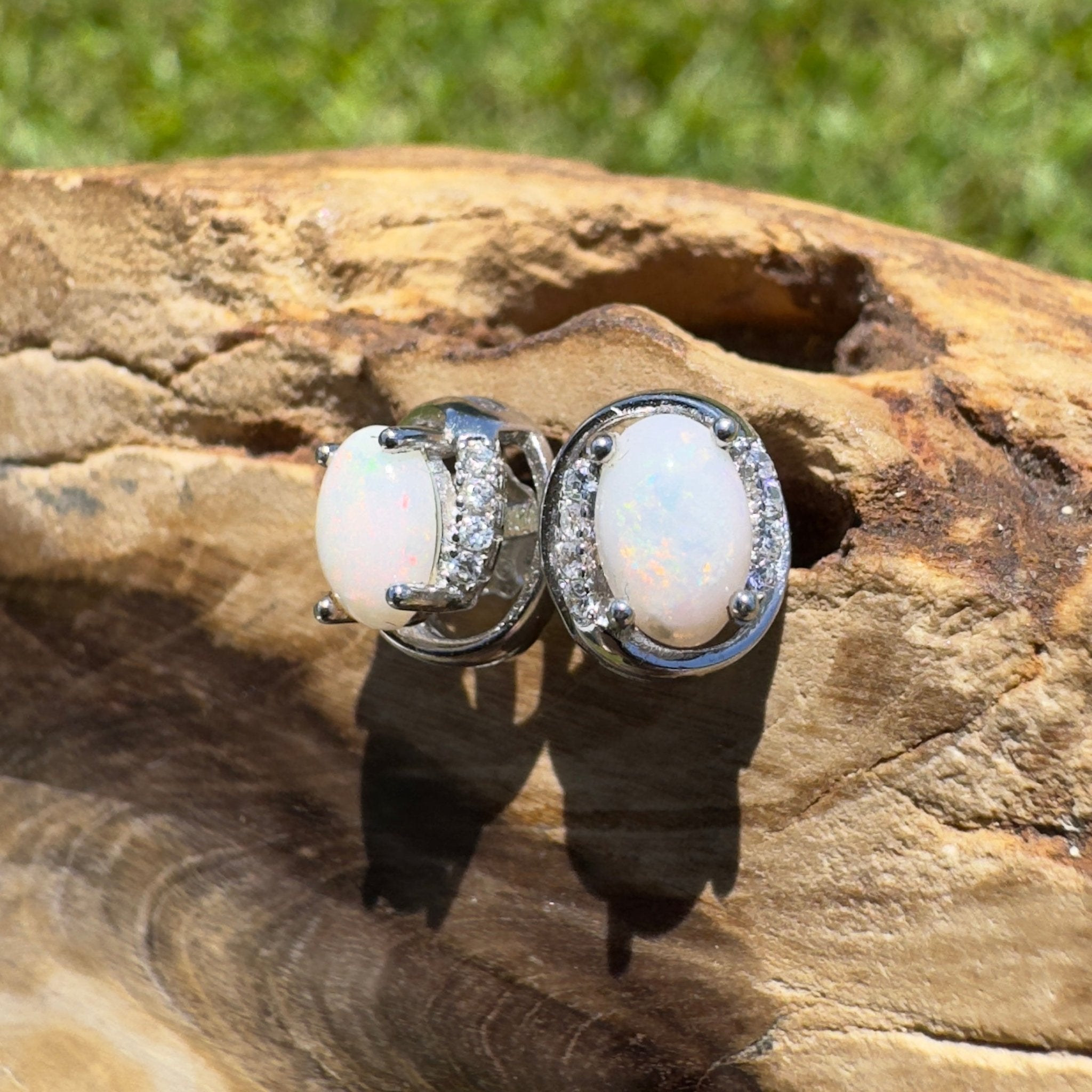 Wilson Prom Glitter - 0.6ct Coober Pedy Opal 925 Silver Earrings