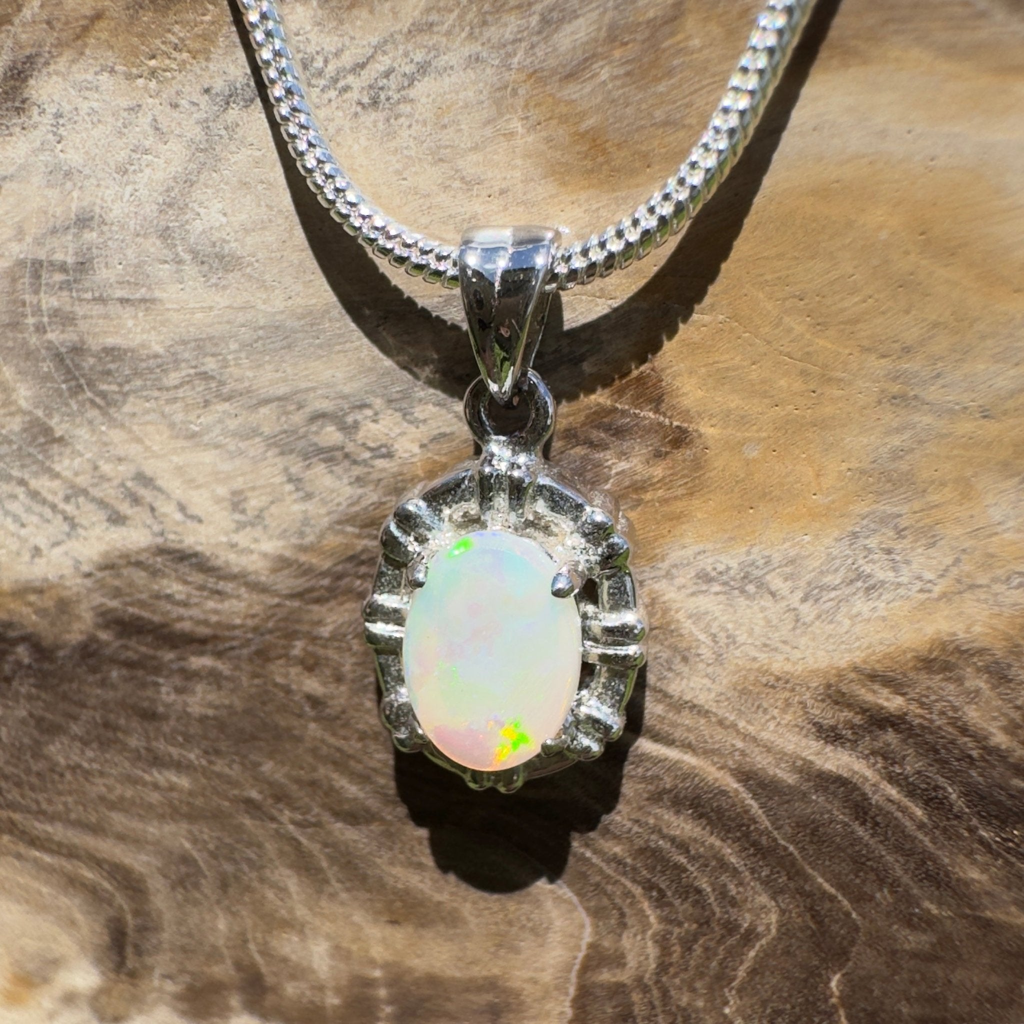 Wilson’s Prom Glowline ~ 0.6ct Lightning Ridge Opal 925 Silver Pendant