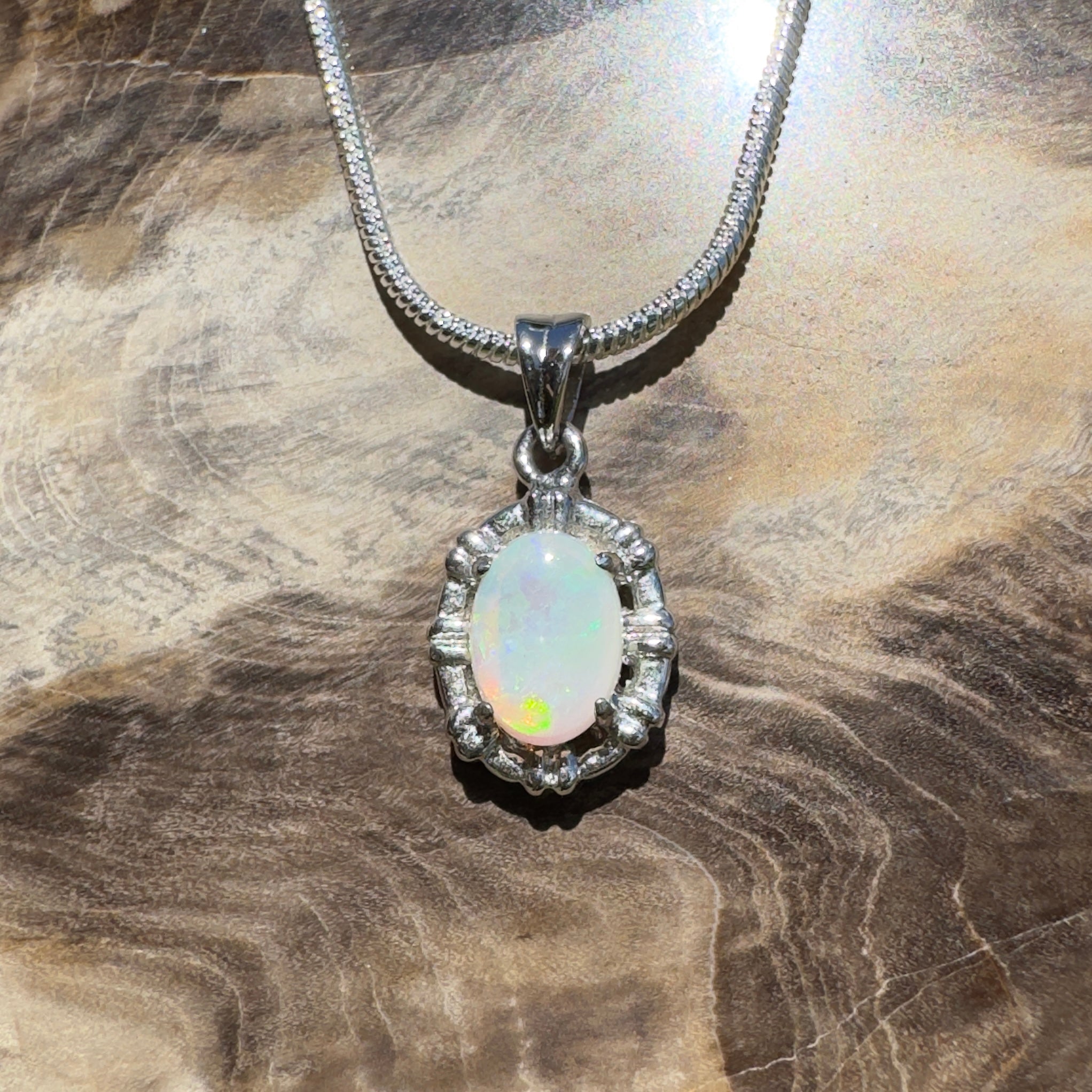 Wilson’s Prom Glowline ~ 0.6ct Lightning Ridge Opal 925 Silver Pendant
