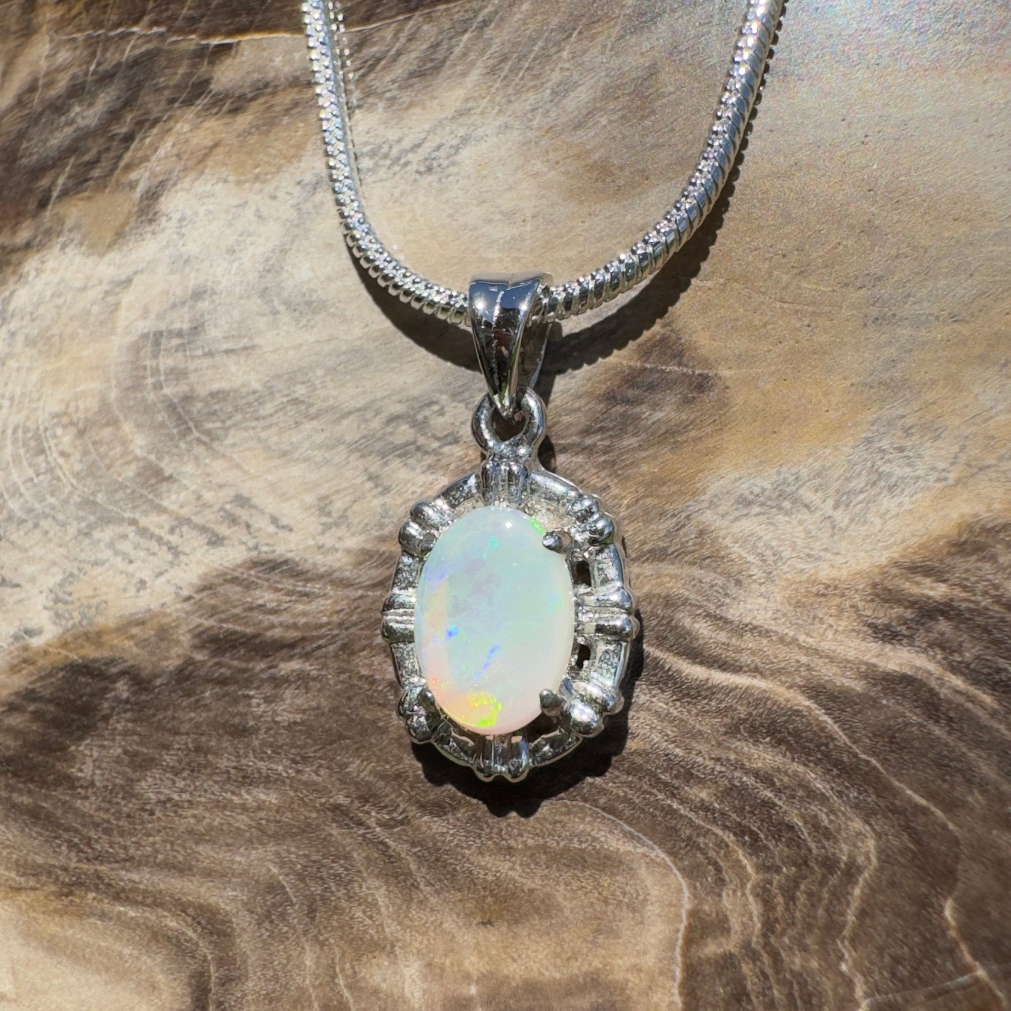 Wilson’s Prom Glowline ~ 0.6ct Lightning Ridge Opal 925 Silver Pendant
