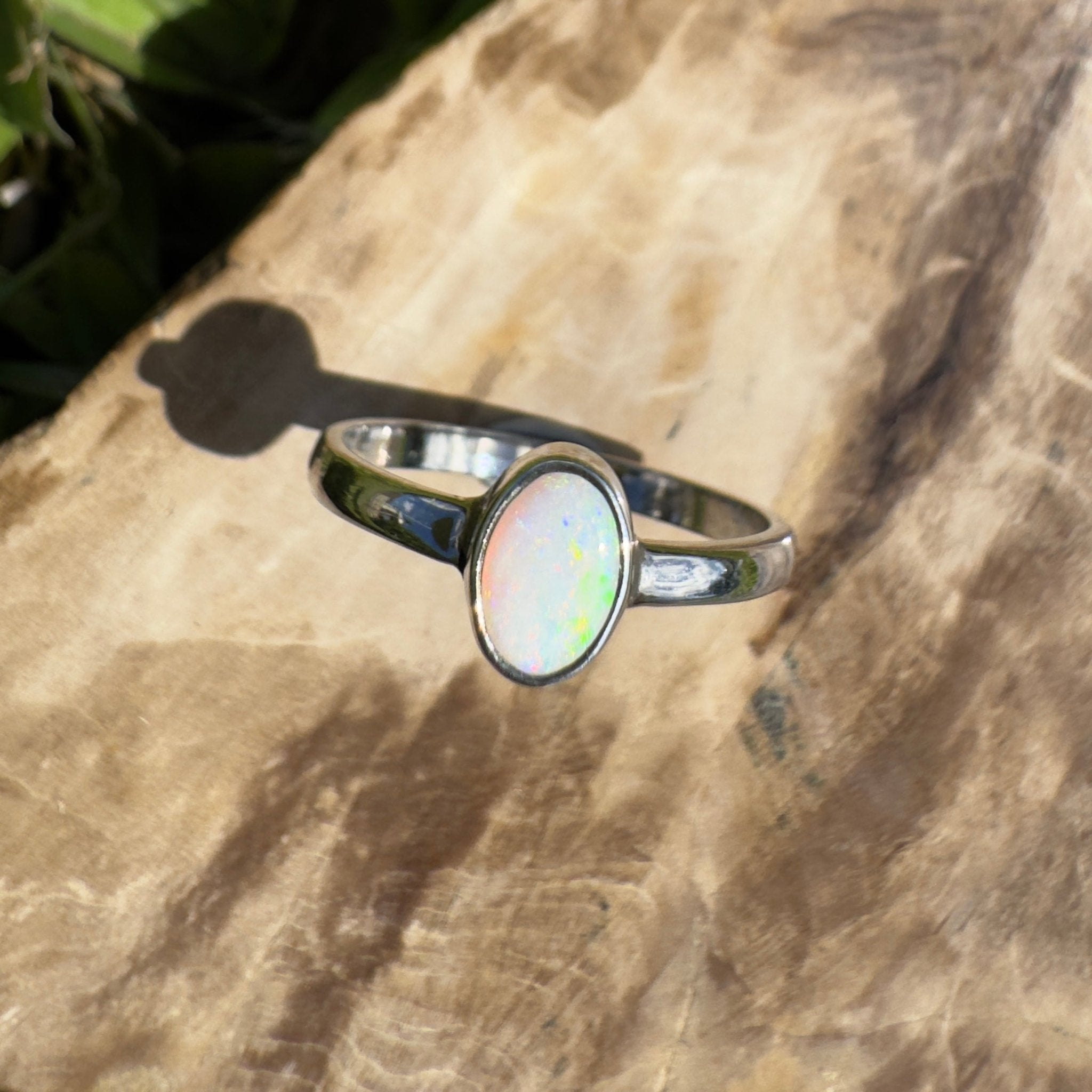 Wilsons Promontory Prism – 0.8ct Solid Lightning Ridge Opal 925 Sterling Silver Ring