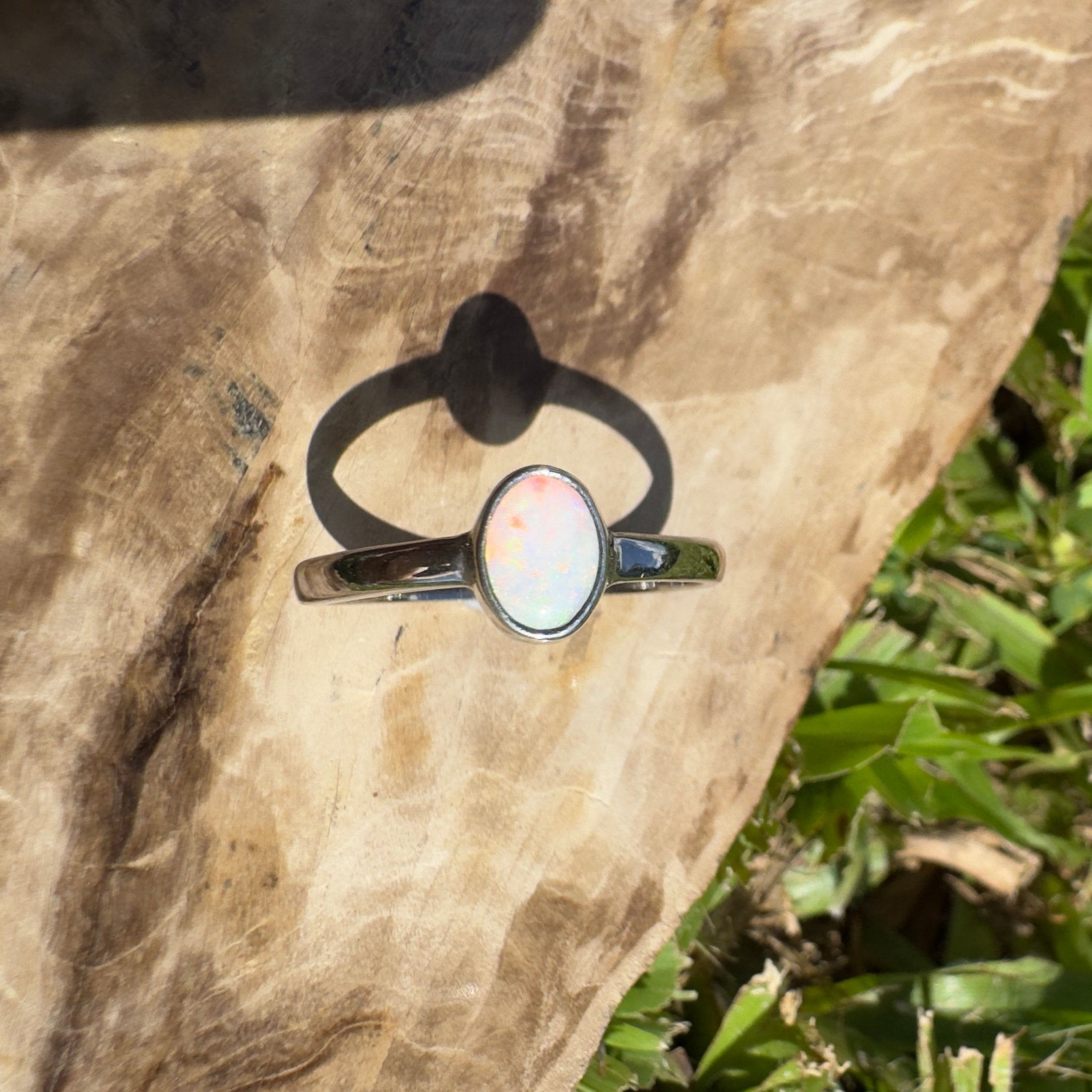 Wilsons Promontory Prism – 0.8ct Solid Lightning Ridge Opal 925 Sterling Silver Ring