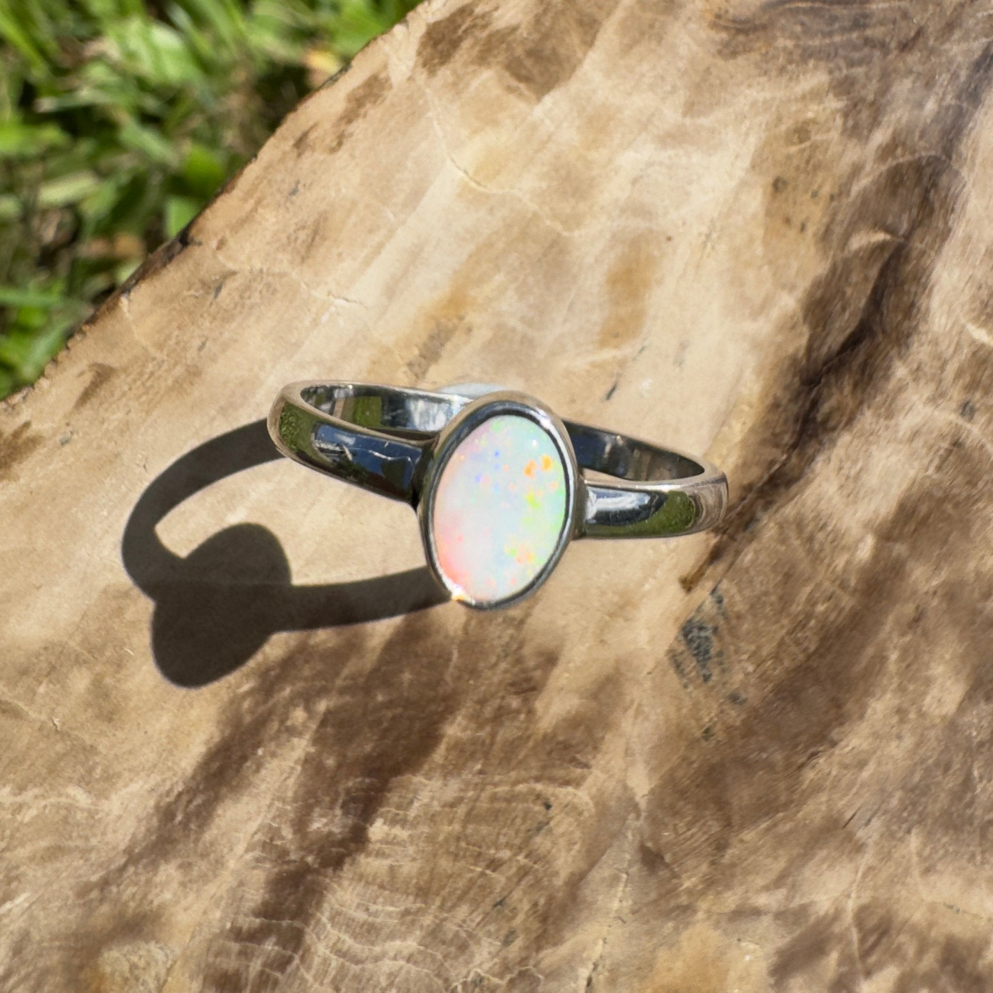 Wilsons Promontory Prism – 0.8ct Solid Lightning Ridge Opal 925 Sterling Silver Ring