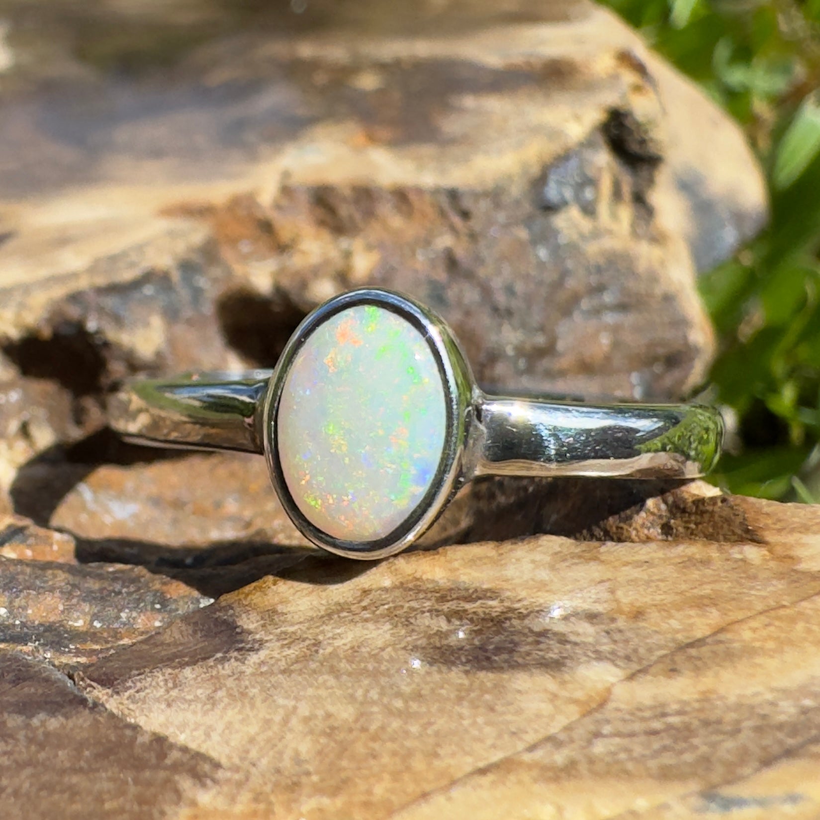 Wilsons Promontory Prism – 0.8ct Solid Lightning Ridge Opal 925 Sterling Silver Ring