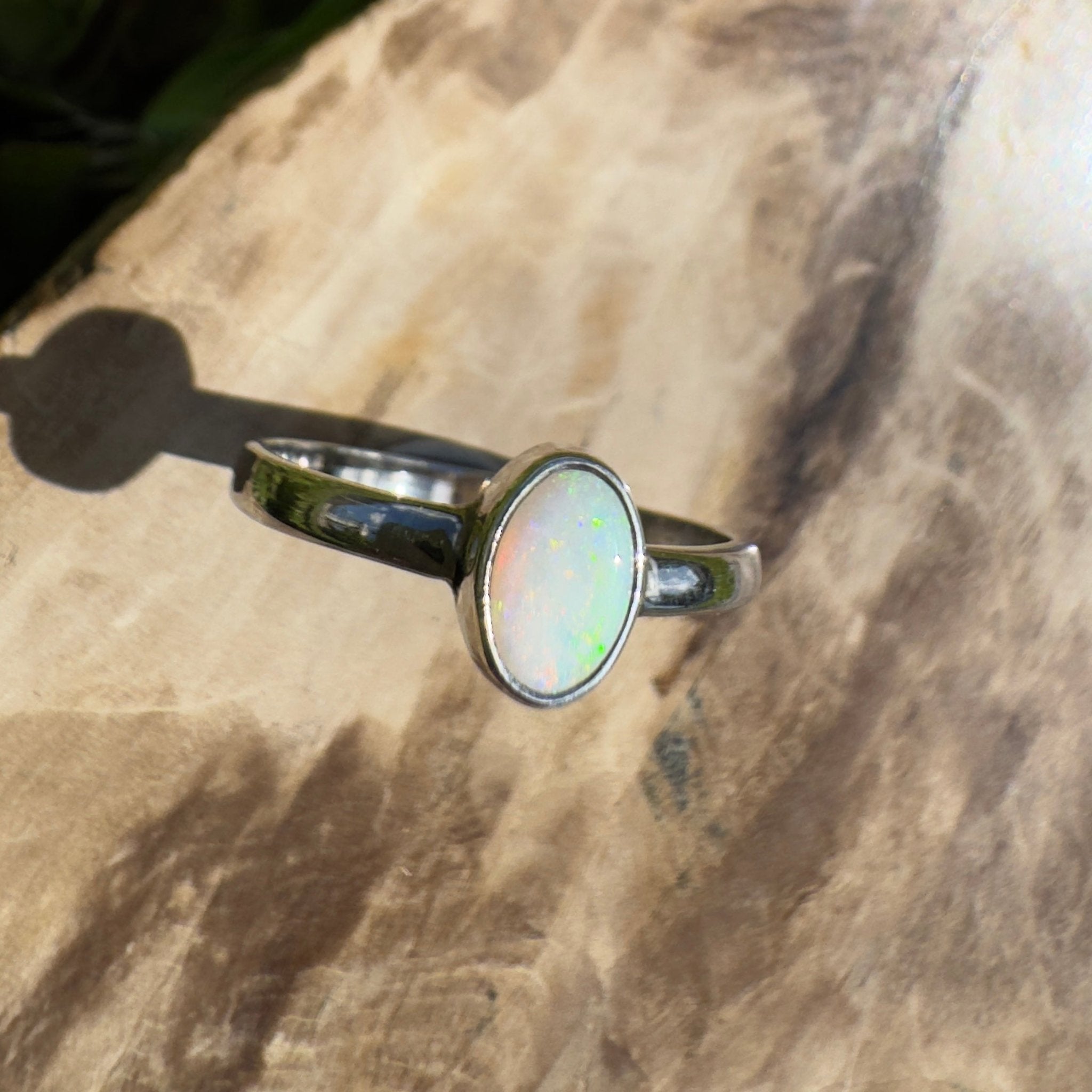 Wilsons Promontory Prism – 0.8ct Solid Lightning Ridge Opal 925 Sterling Silver Ring
