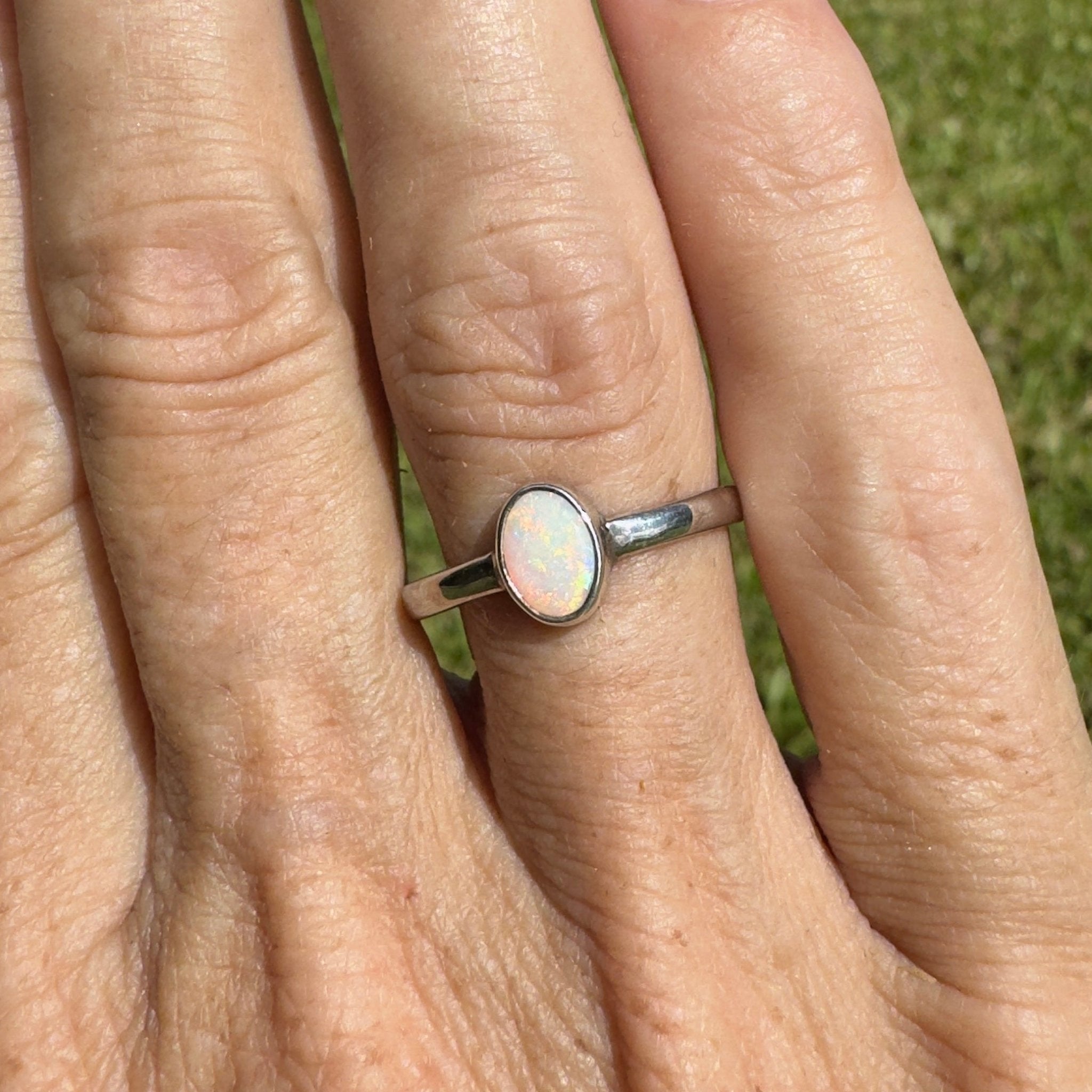 Wilsons Promontory Prism – 0.8ct Solid Lightning Ridge Opal 925 Sterling Silver Ring