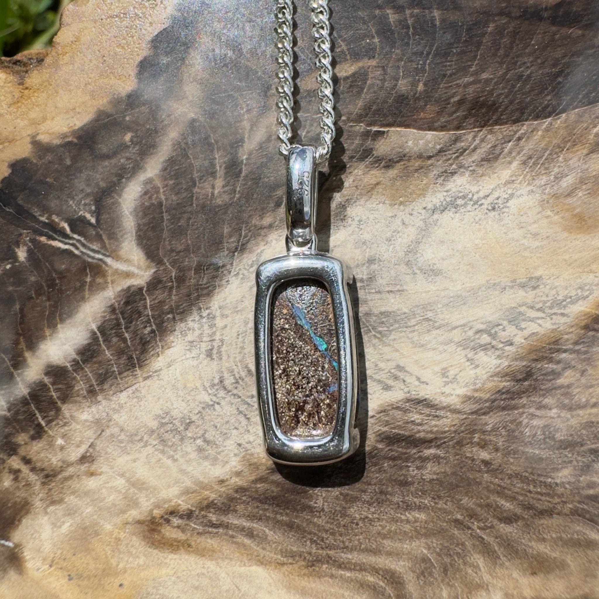 Winton Wildfire ~ Queensland Boulder Opal 925 Sterling Silver Pendant Necklace