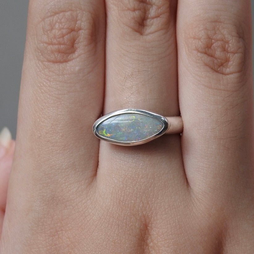 Wollemi Ember ~ 2.5ct Solid Lightning Ridge Black Opal 925 Silver Ring