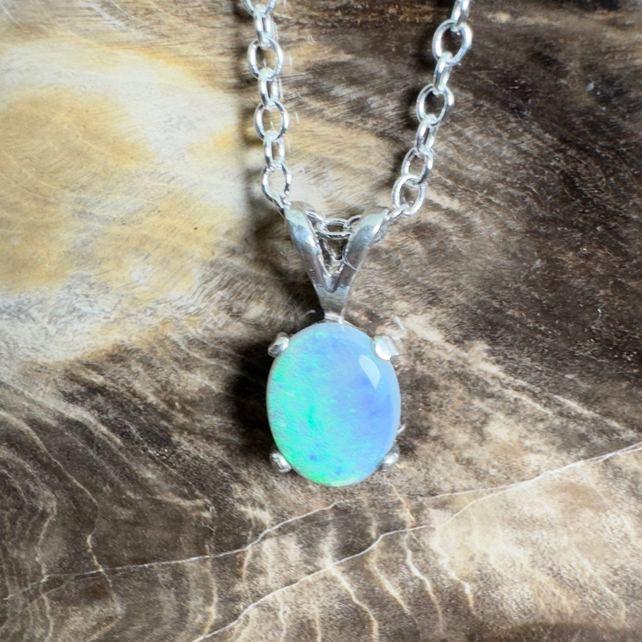 Wollemi Low Light ~ 0.95ct Lightning Ridge Semi Black Opal 925 Silver Pendant