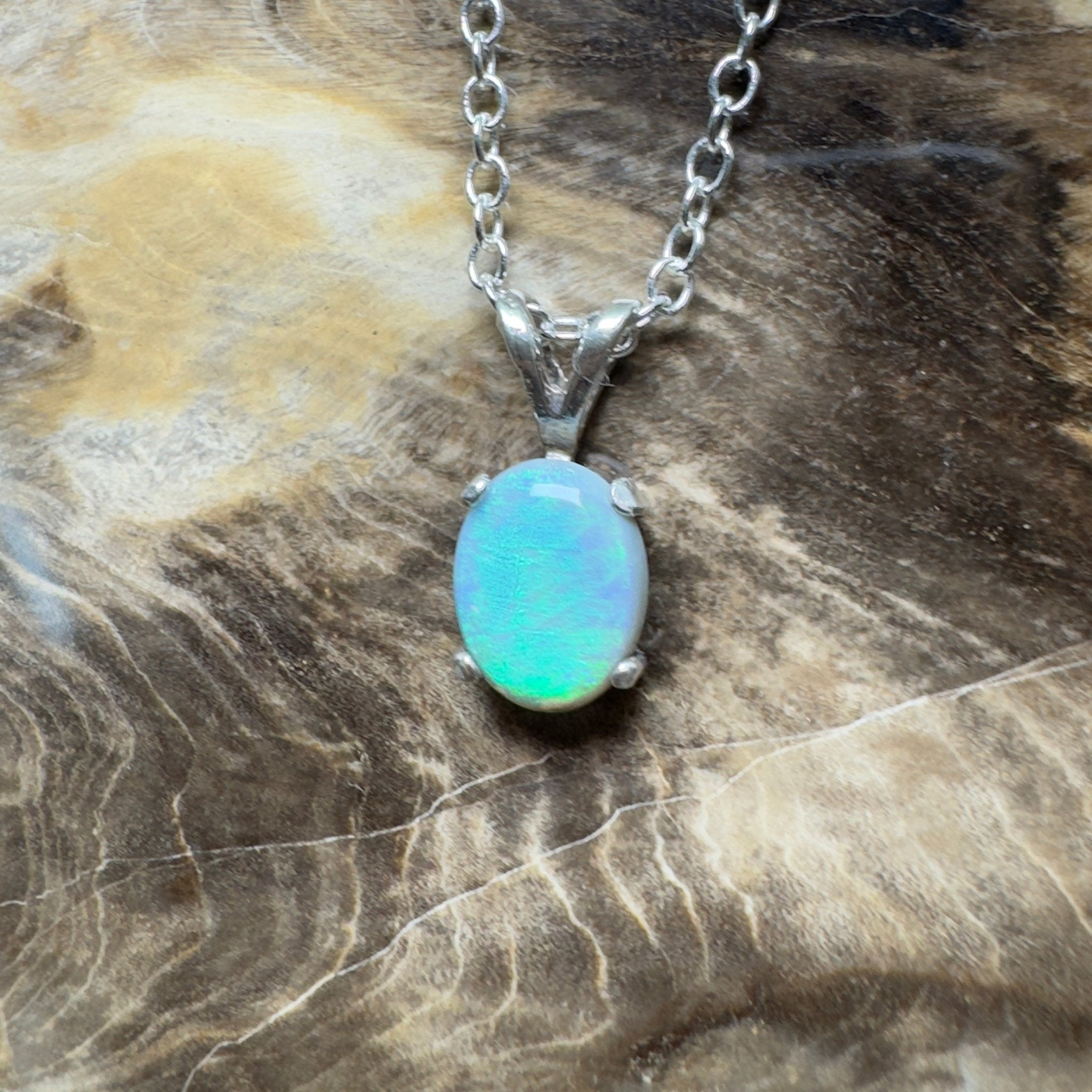 Wollemi Low Light ~ 0.95ct Lightning Ridge Semi Black Opal 925 Silver Pendant