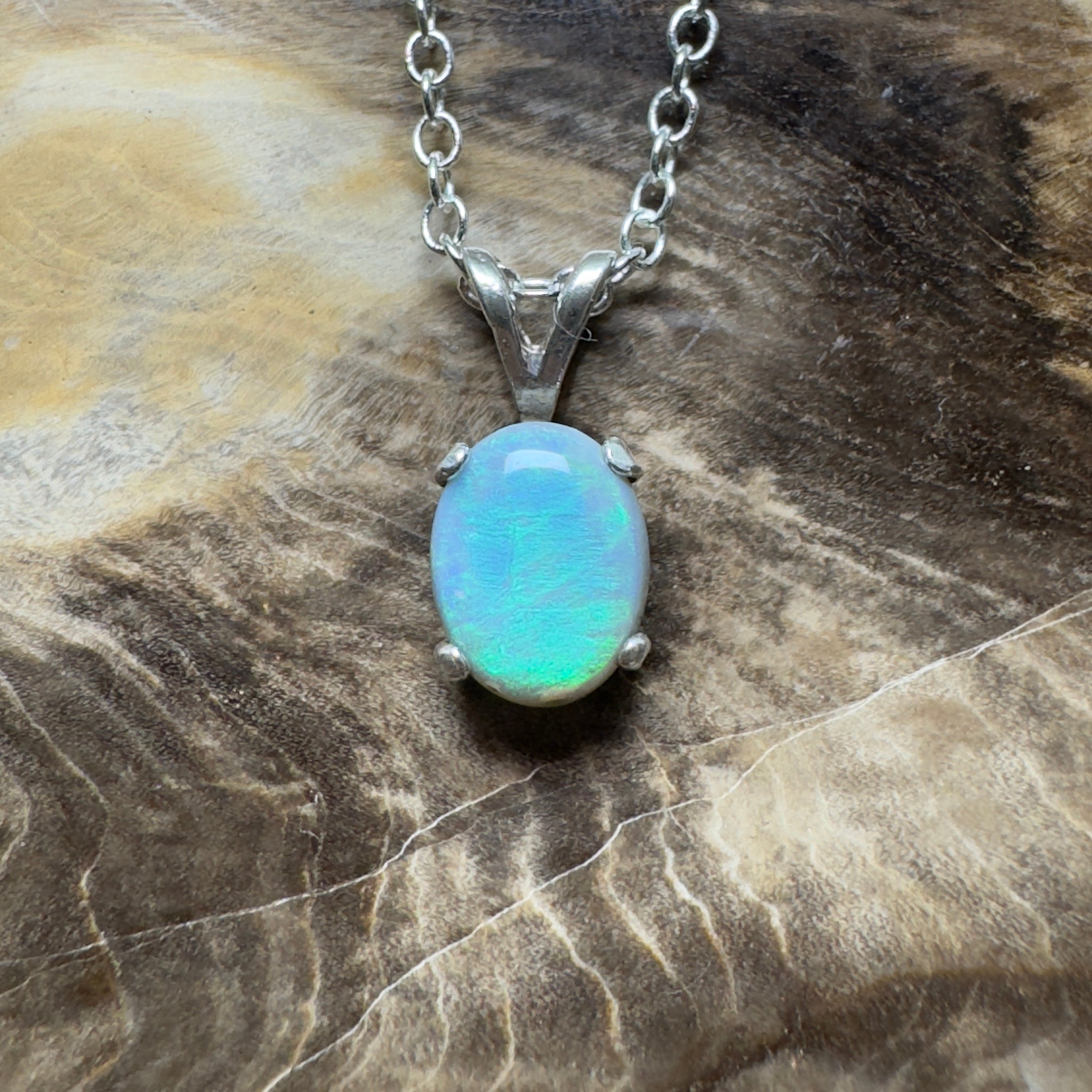 Wollemi Low Light ~ 0.95ct Lightning Ridge Semi Black Opal 925 Silver Pendant