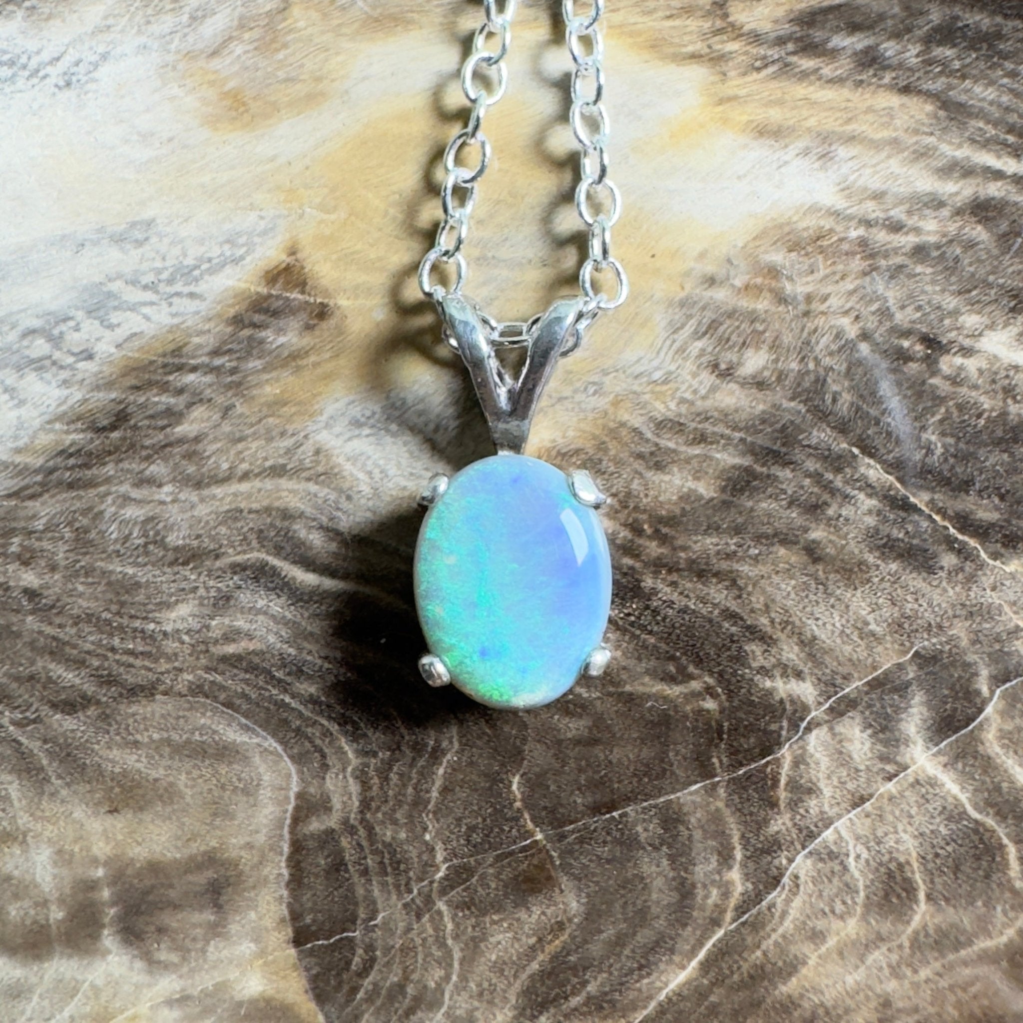 Wollemi Low Light ~ 0.95ct Lightning Ridge Semi Black Opal 925 Silver Pendant