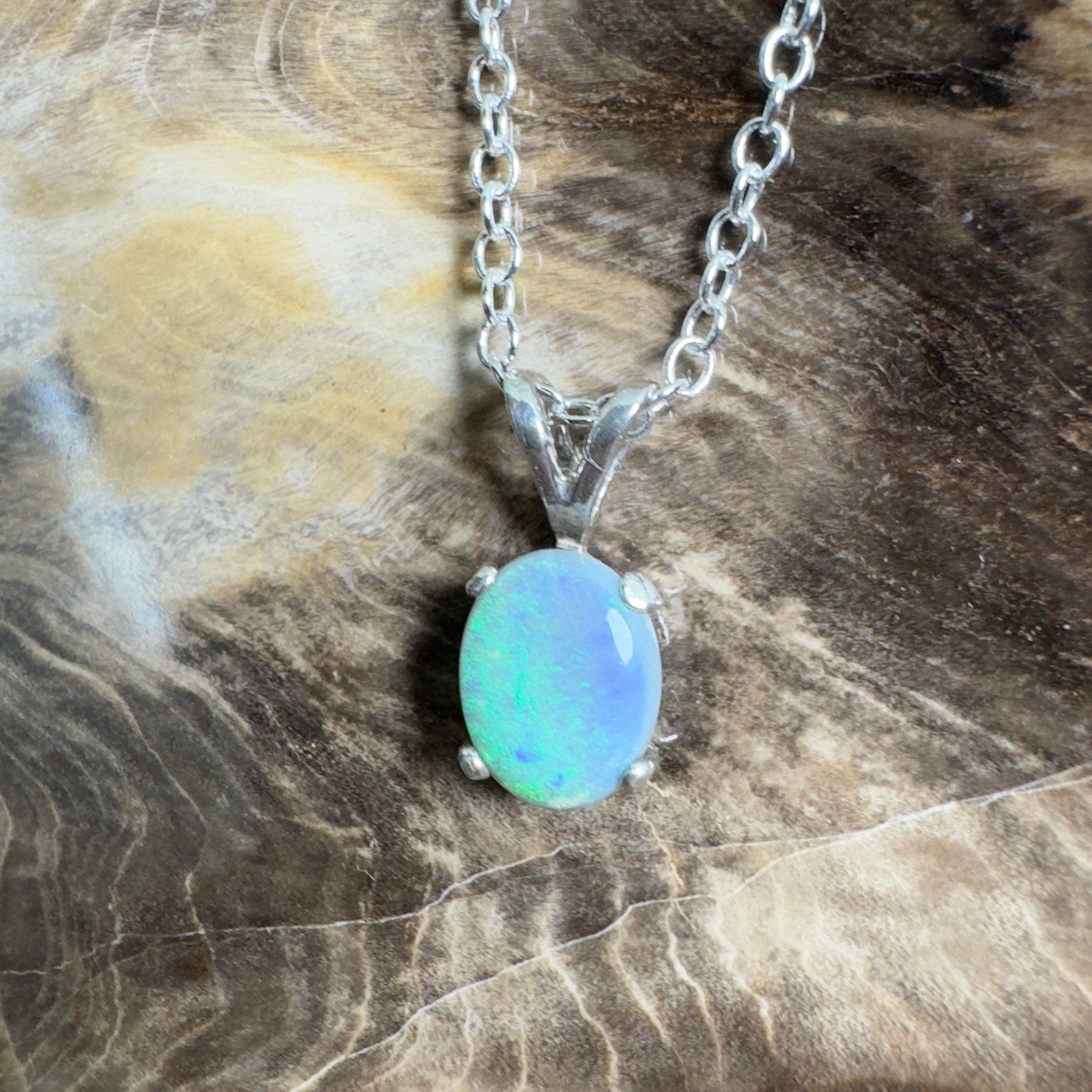 Wollemi Low Light ~ 0.95ct Lightning Ridge Semi Black Opal 925 Silver Pendant