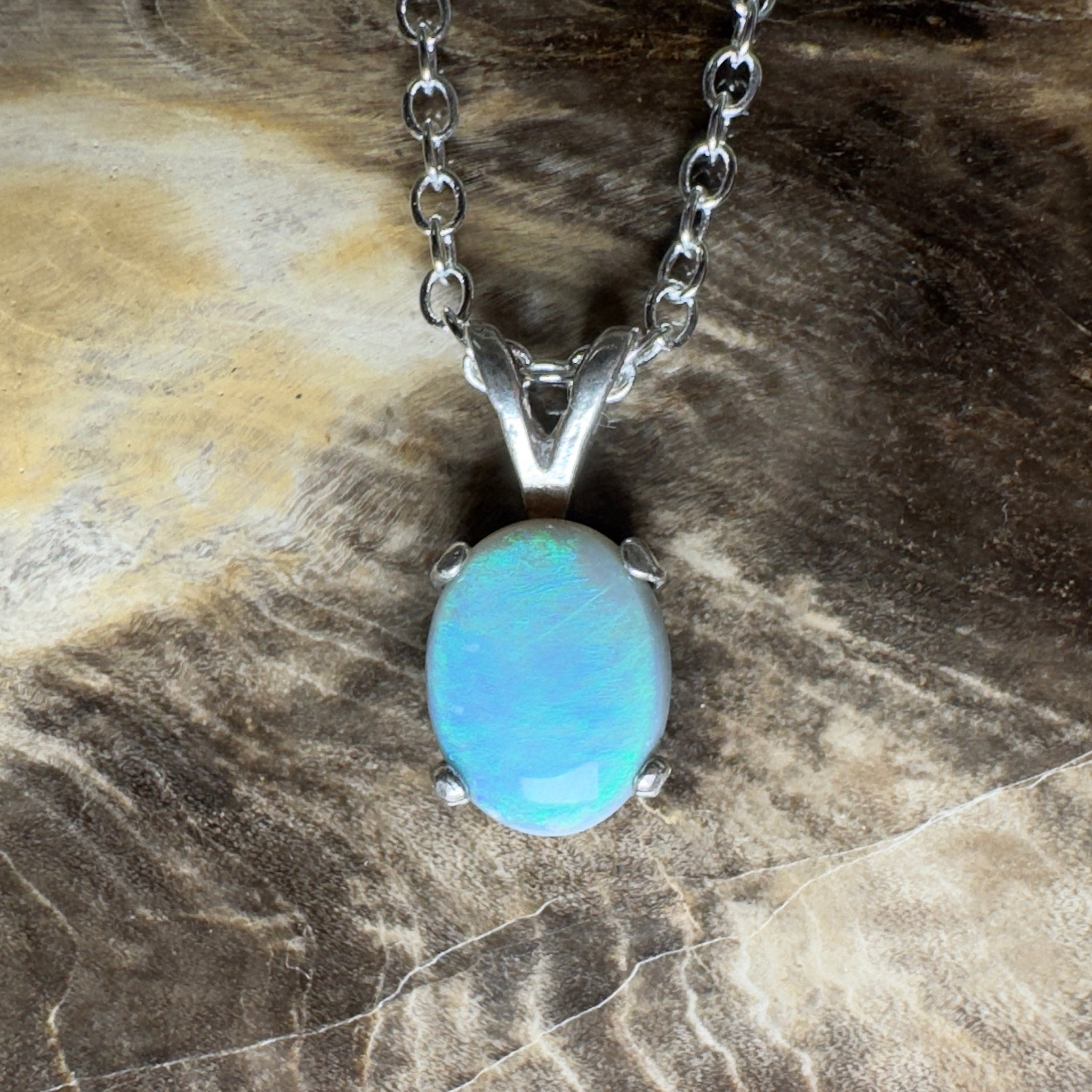 Wollemi Low Light ~ 0.95ct Lightning Ridge Semi Black Opal 925 Silver Pendant