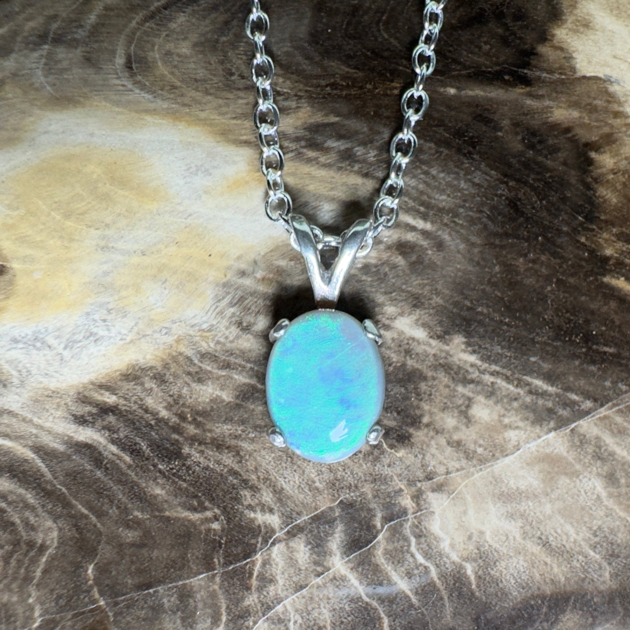 Wollemi Low Light ~ 0.95ct Lightning Ridge Semi Black Opal 925 Silver Pendant