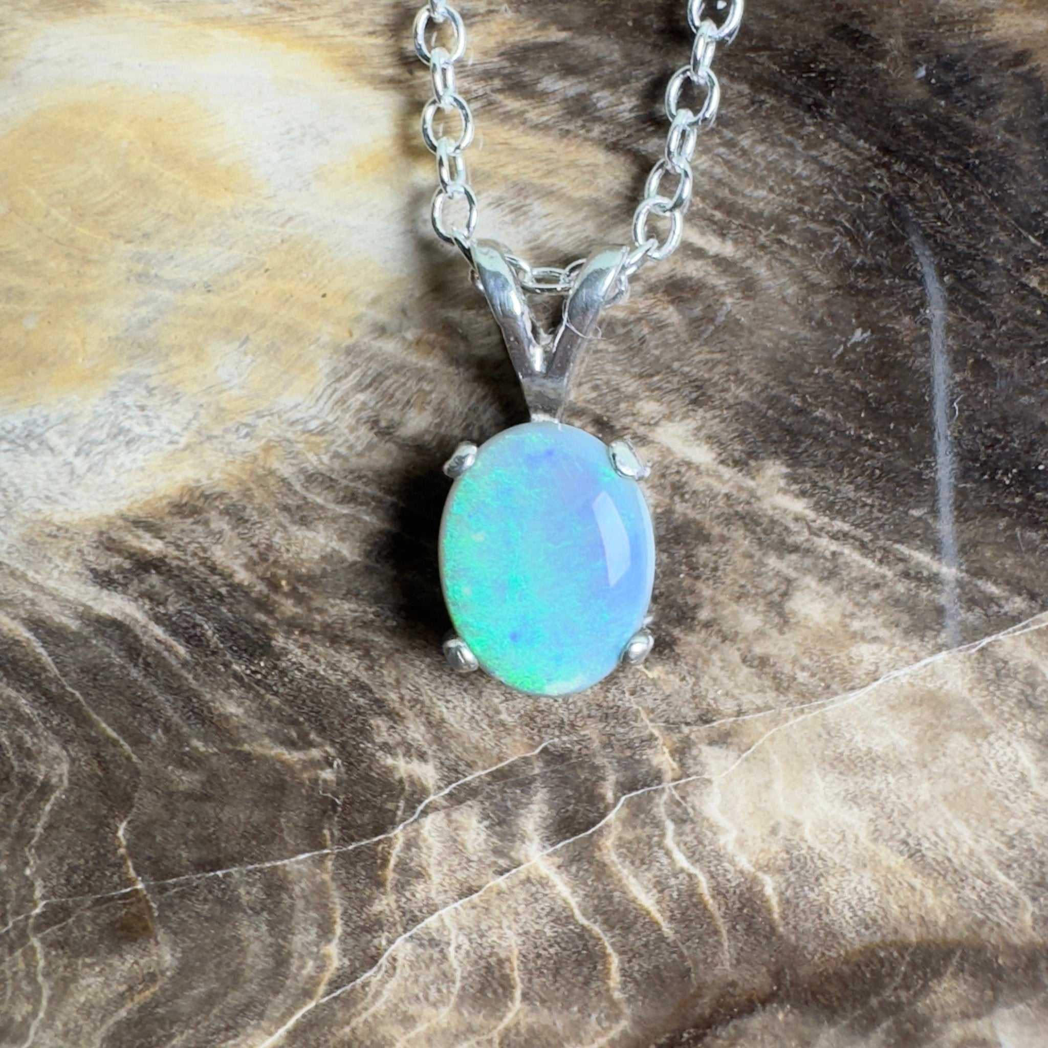 Wollemi Low Light ~ 0.95ct Lightning Ridge Semi Black Opal 925 Silver Pendant