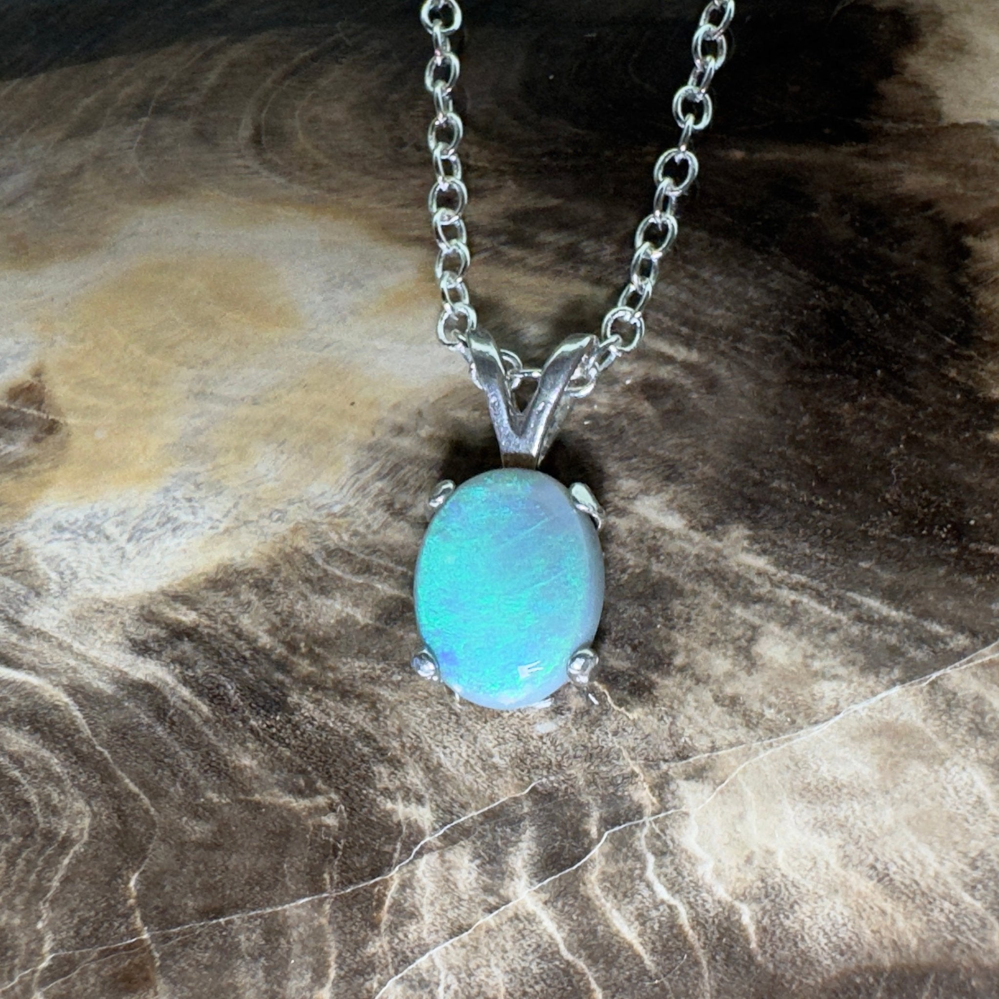 Wollemi Low Light ~ 0.95ct Lightning Ridge Semi Black Opal 925 Silver Pendant