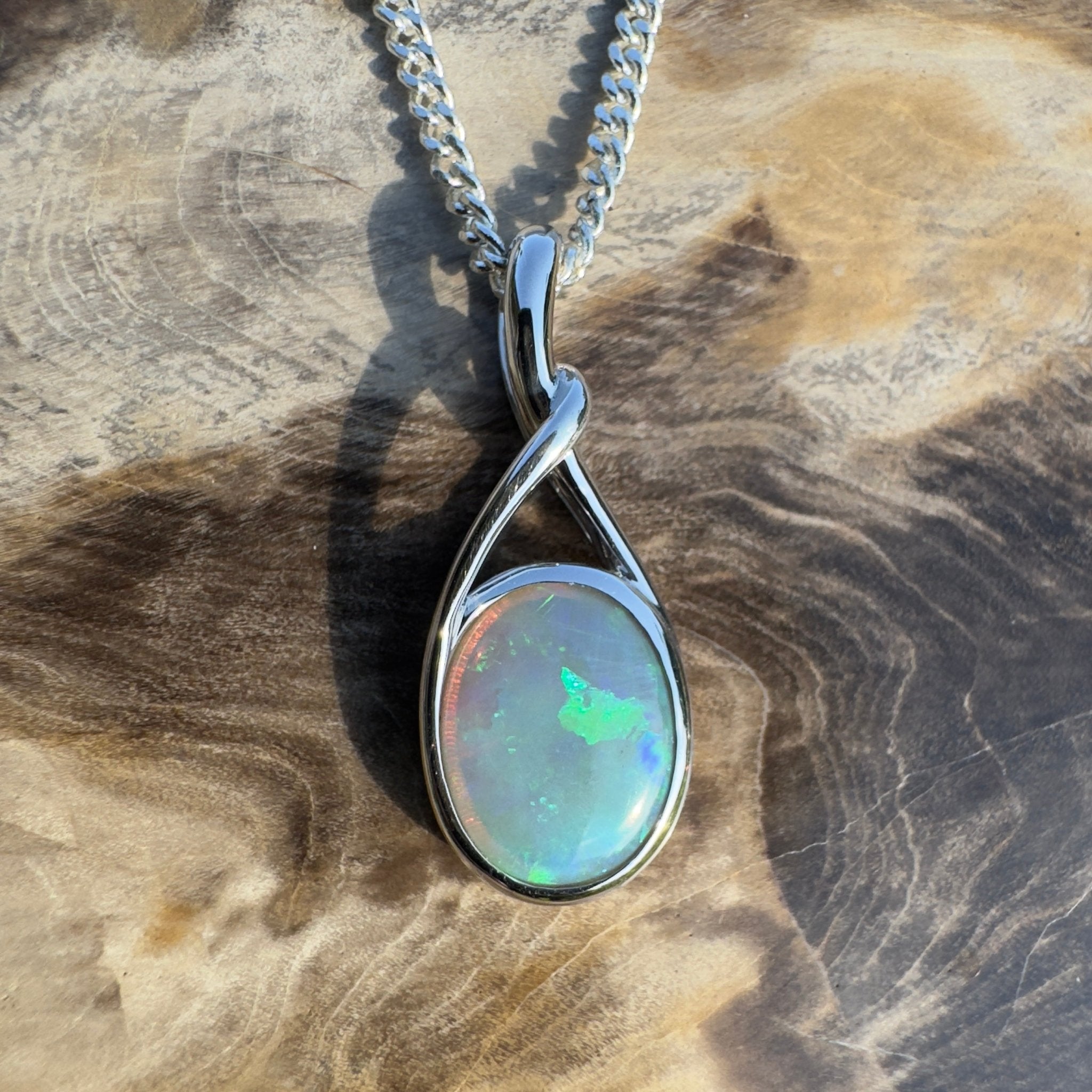 Wollemi Rain Light – 1.5ct Lightning Ridge Opal Pendant