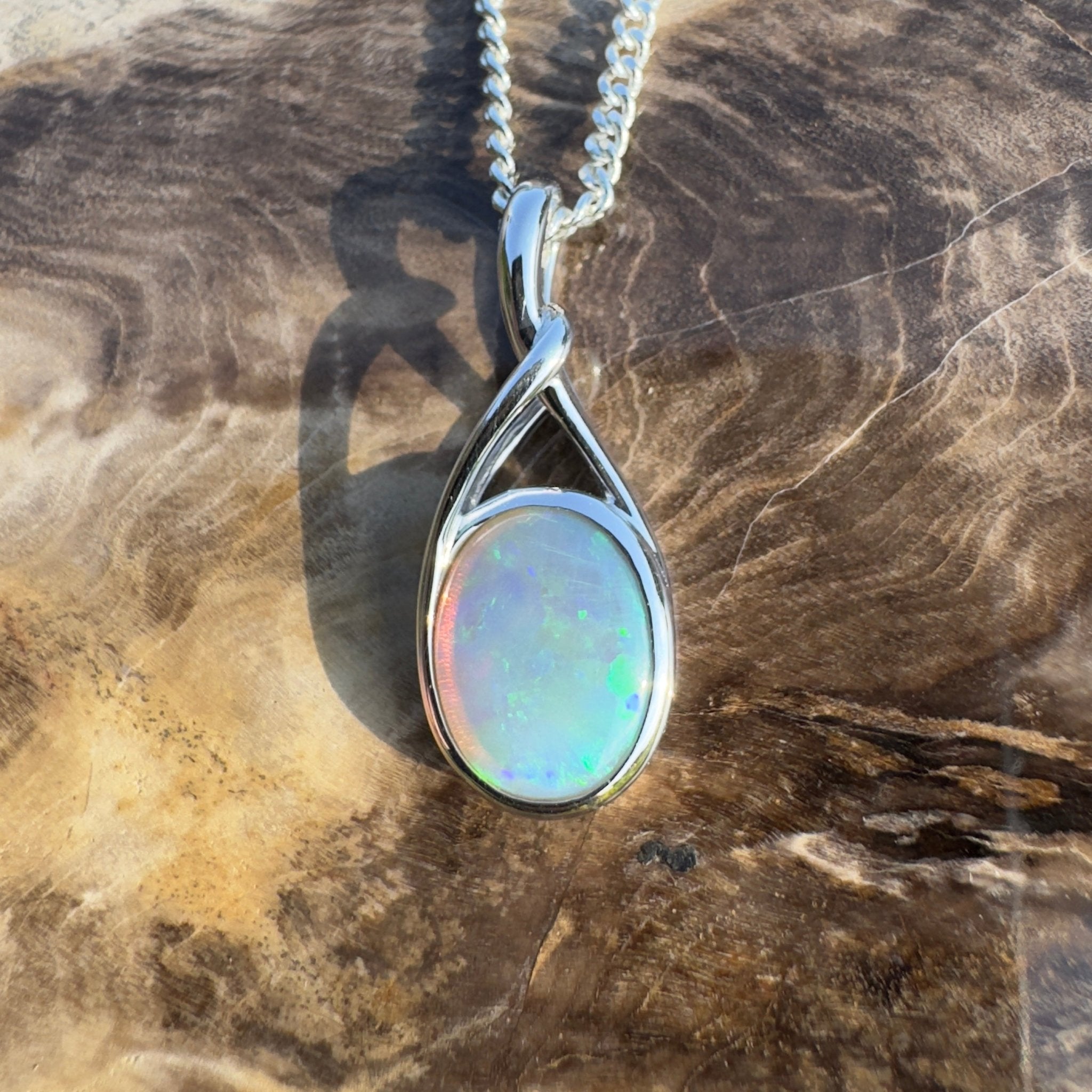 Wollemi Rain Light – 1.5ct Lightning Ridge Opal Pendant