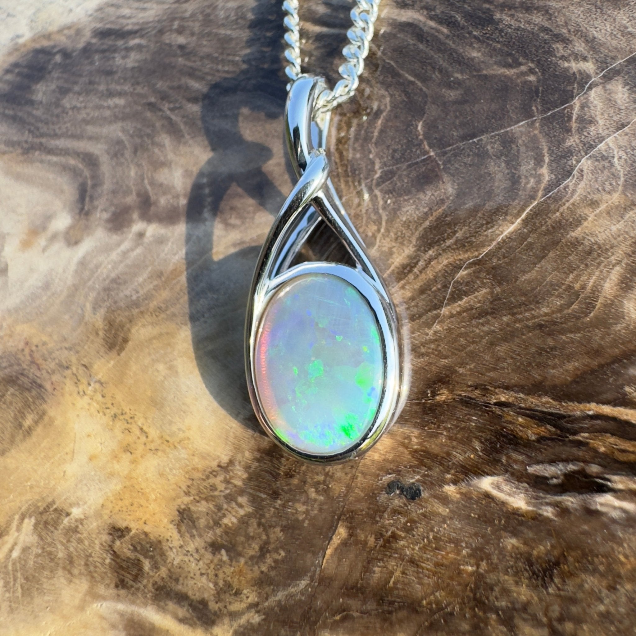 Wollemi Rain Light – 1.5ct Lightning Ridge Opal Pendant