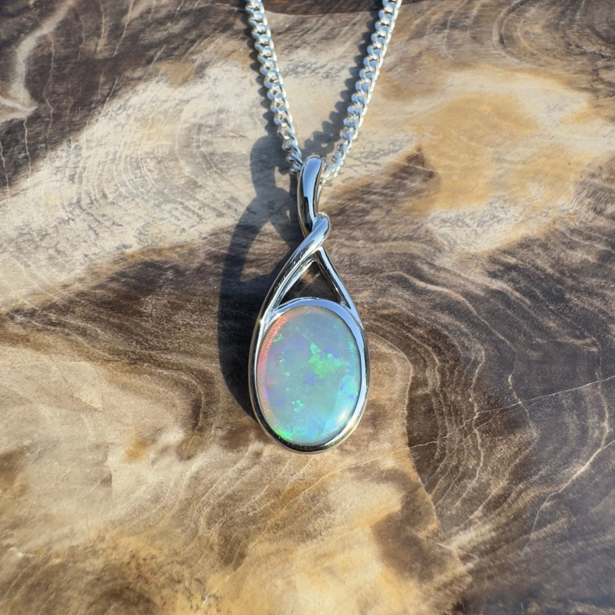 Wollemi Rain Light – 1.5ct Lightning Ridge Opal Pendant