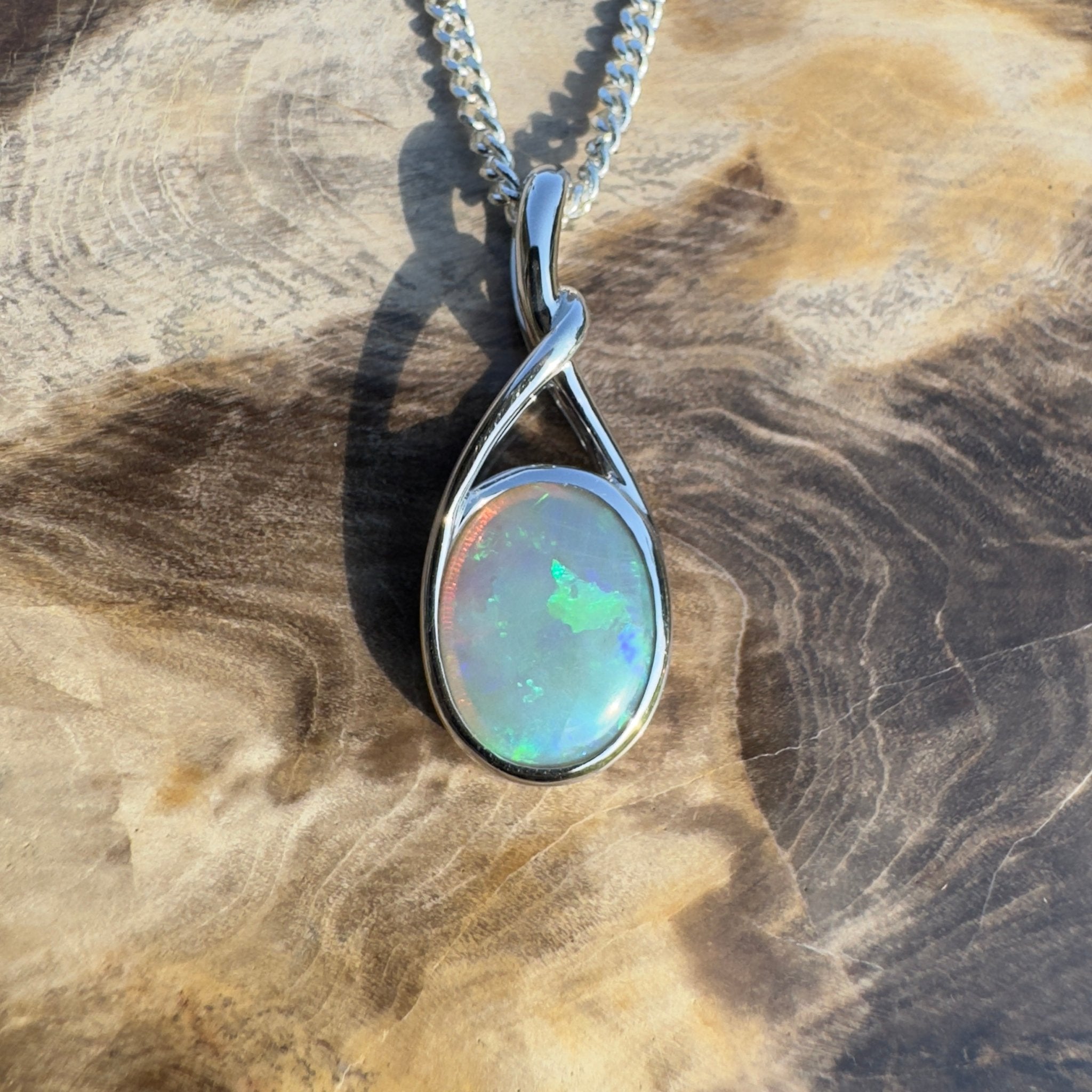 Wollemi Rain Light – 1.5ct Lightning Ridge Opal Pendant