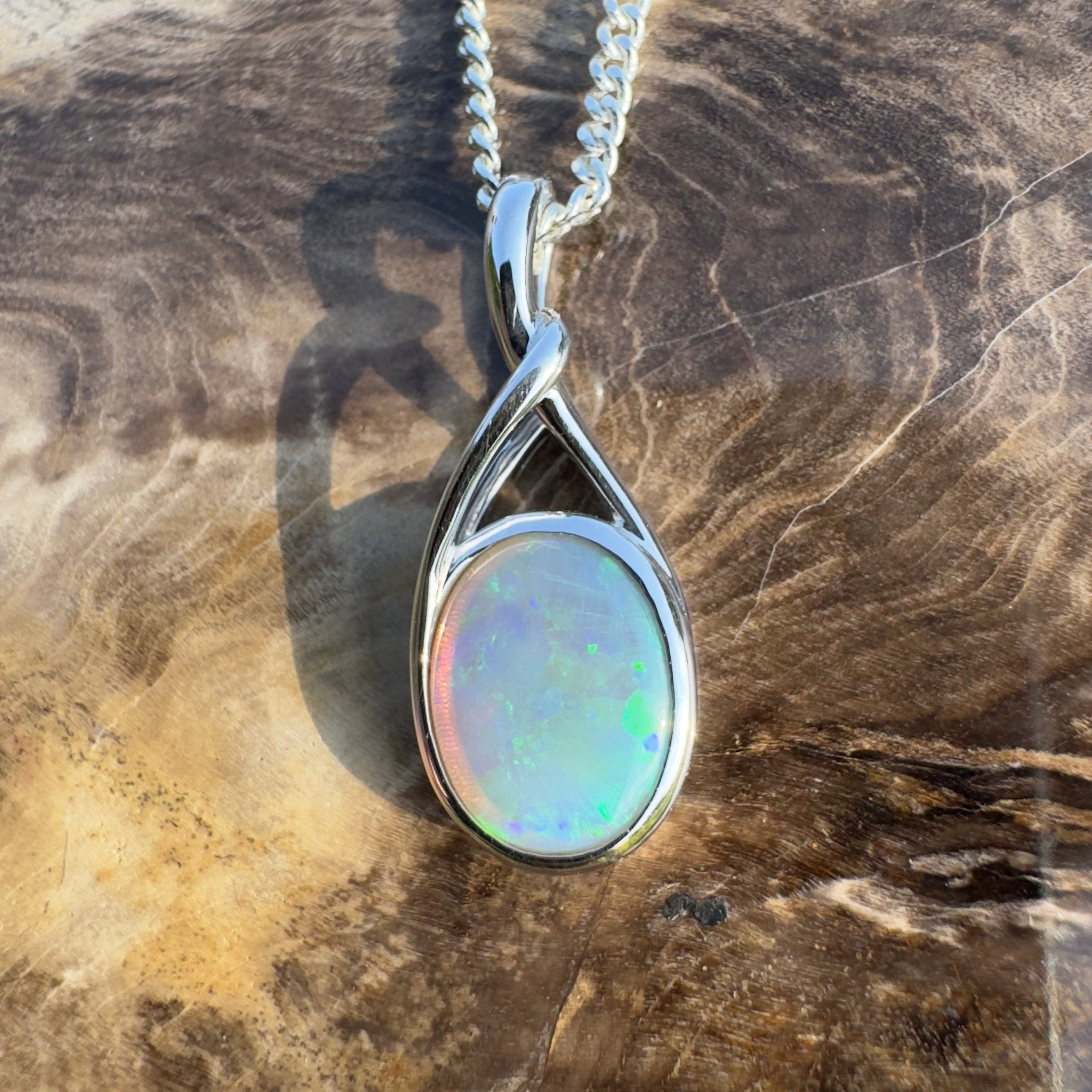 Wollemi Rain Light – 1.5ct Lightning Ridge Opal Pendant