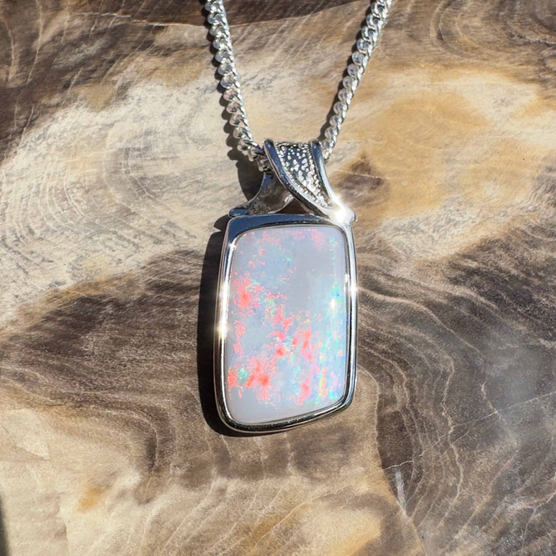 Wolumla Spark ~ 4ct Coober Pedy Opal 925 Silver Pendant