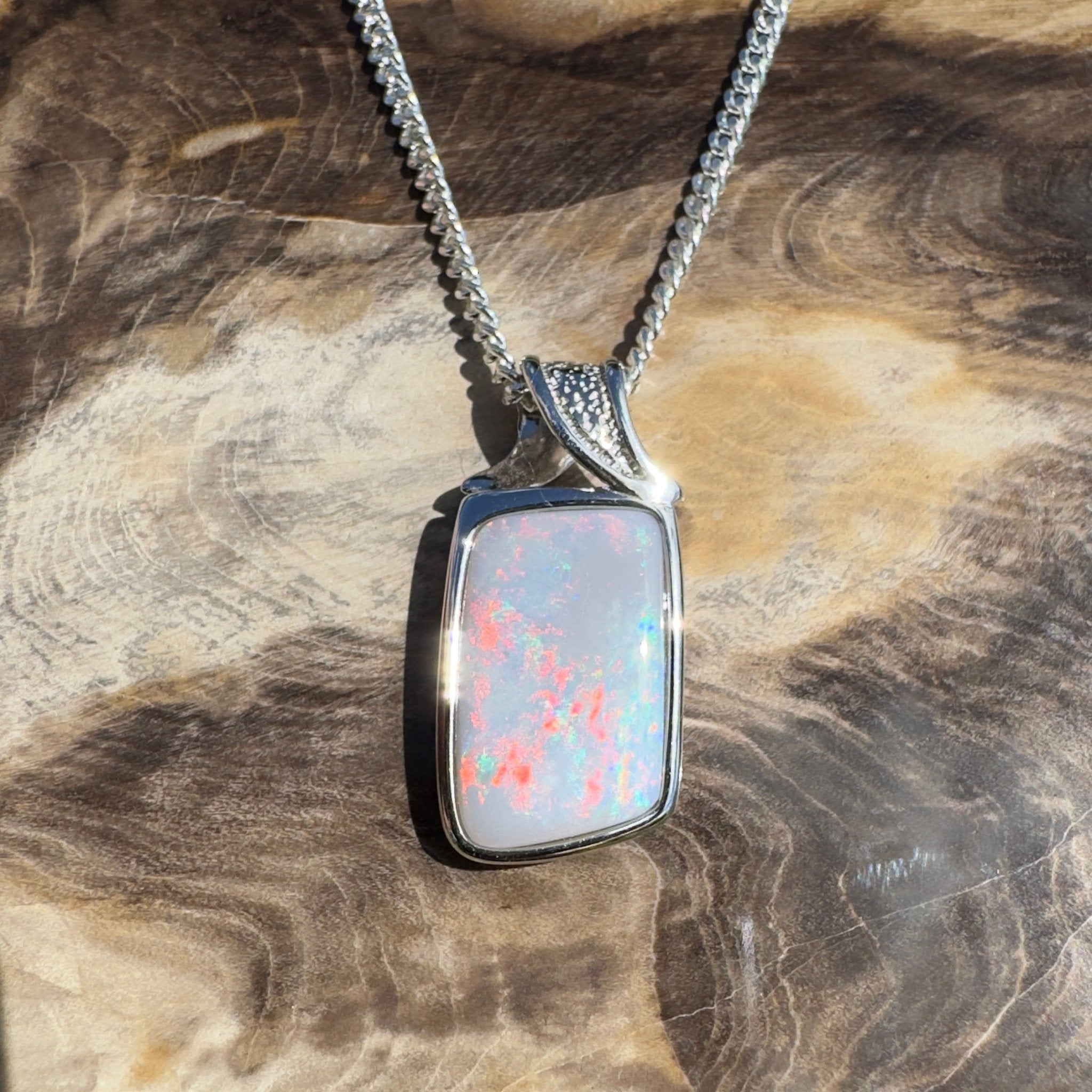 Wolumla Spark ~ 4ct Coober Pedy Opal 925 Silver Pendant