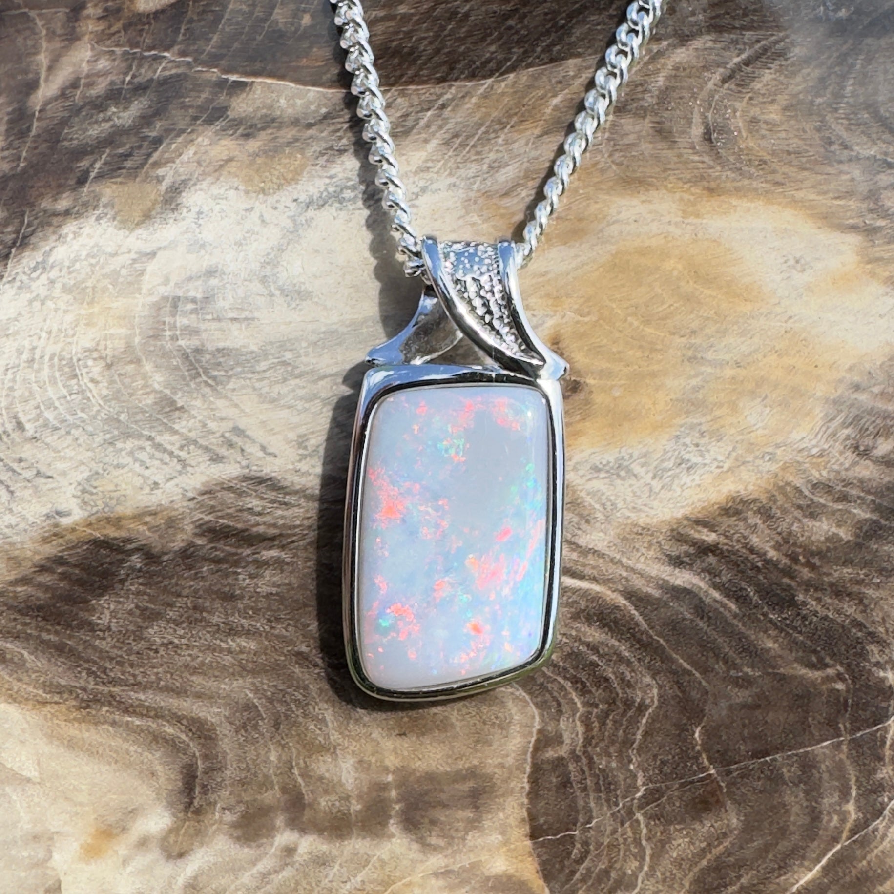 Wolumla Spark ~ 4ct Coober Pedy Opal 925 Silver Pendant