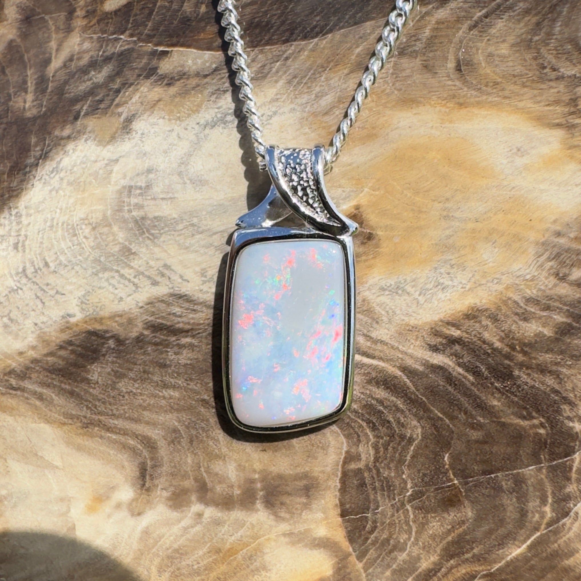 Wolumla Spark ~ 4ct Coober Pedy Opal 925 Silver Pendant