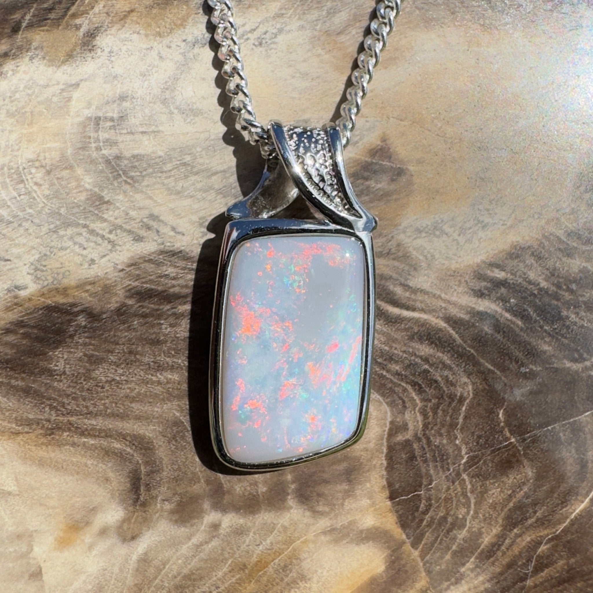 Wolumla Spark ~ 4ct Coober Pedy Opal 925 Silver Pendant