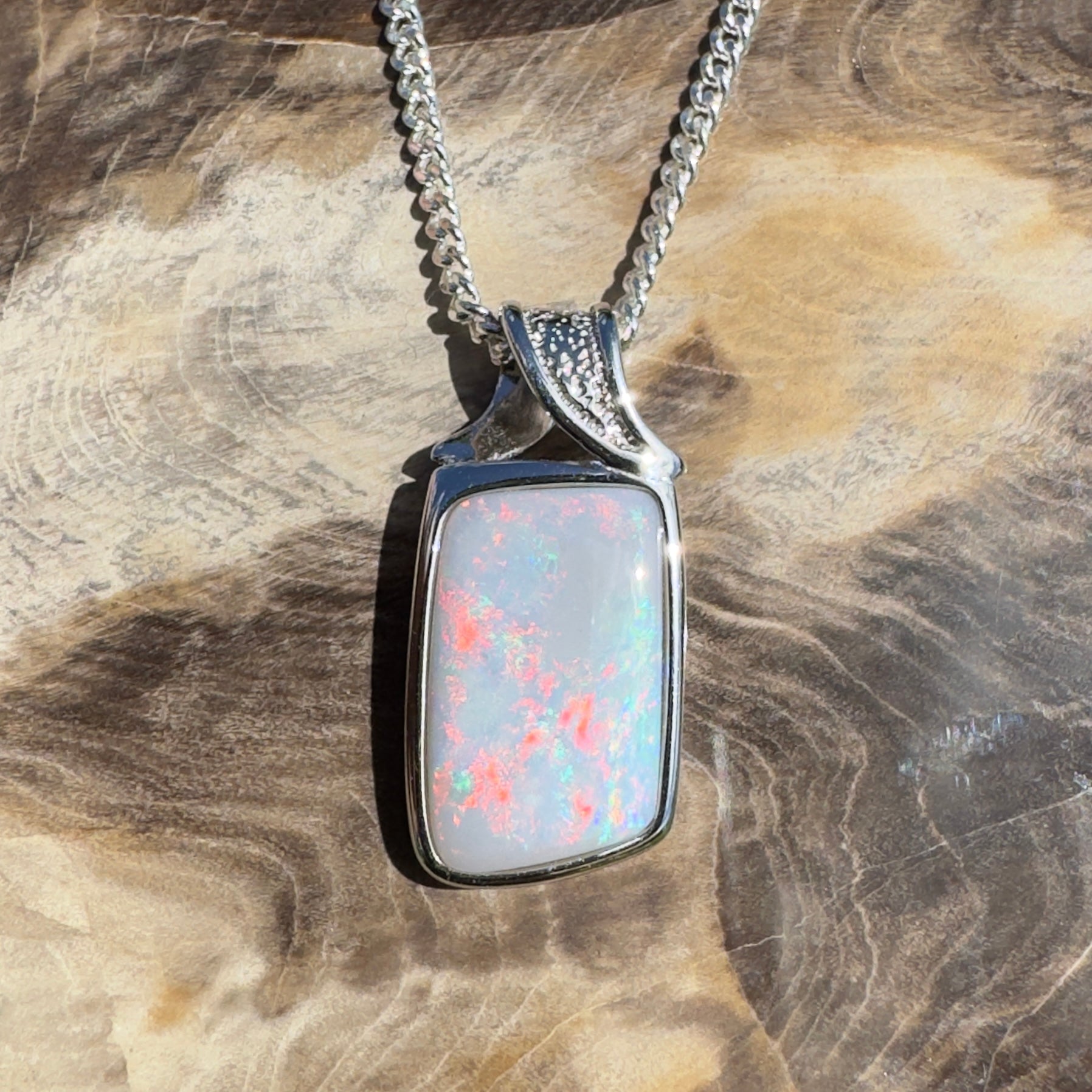 Wolumla Spark ~ 4ct Coober Pedy Opal 925 Silver Pendant