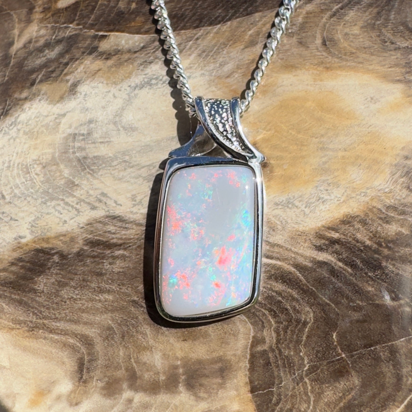 Wolumla Spark ~ 4ct Coober Pedy Opal 925 Silver Pendant