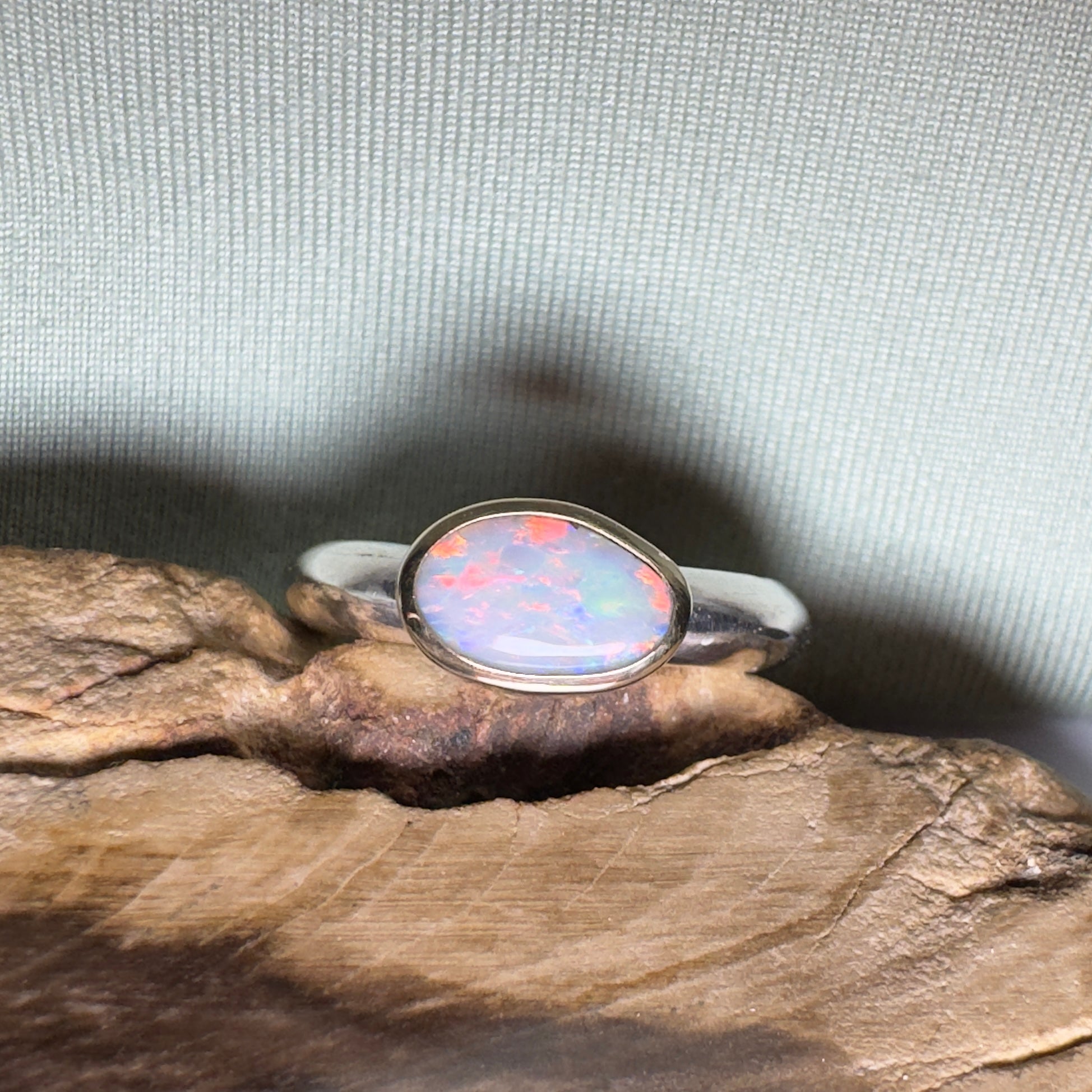 Yalgoo Horizon - 0.7ct Solid Lightning Ridge Opal Two - Tone 9ct Gold & 925 Sterling Silver Ring