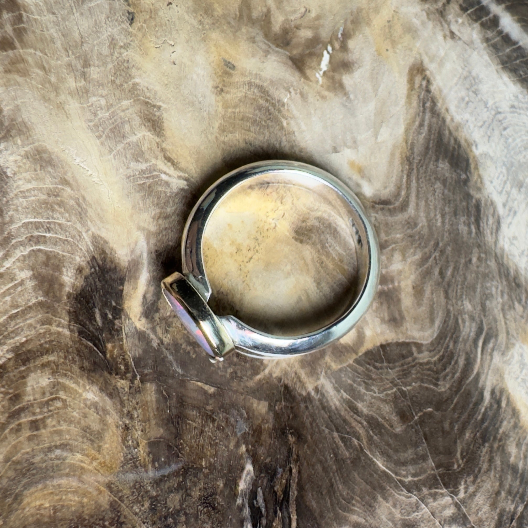 Yalgoo Horizon - 0.7ct Solid Lightning Ridge Opal Two - Tone 9ct Gold & 925 Sterling Silver Ring