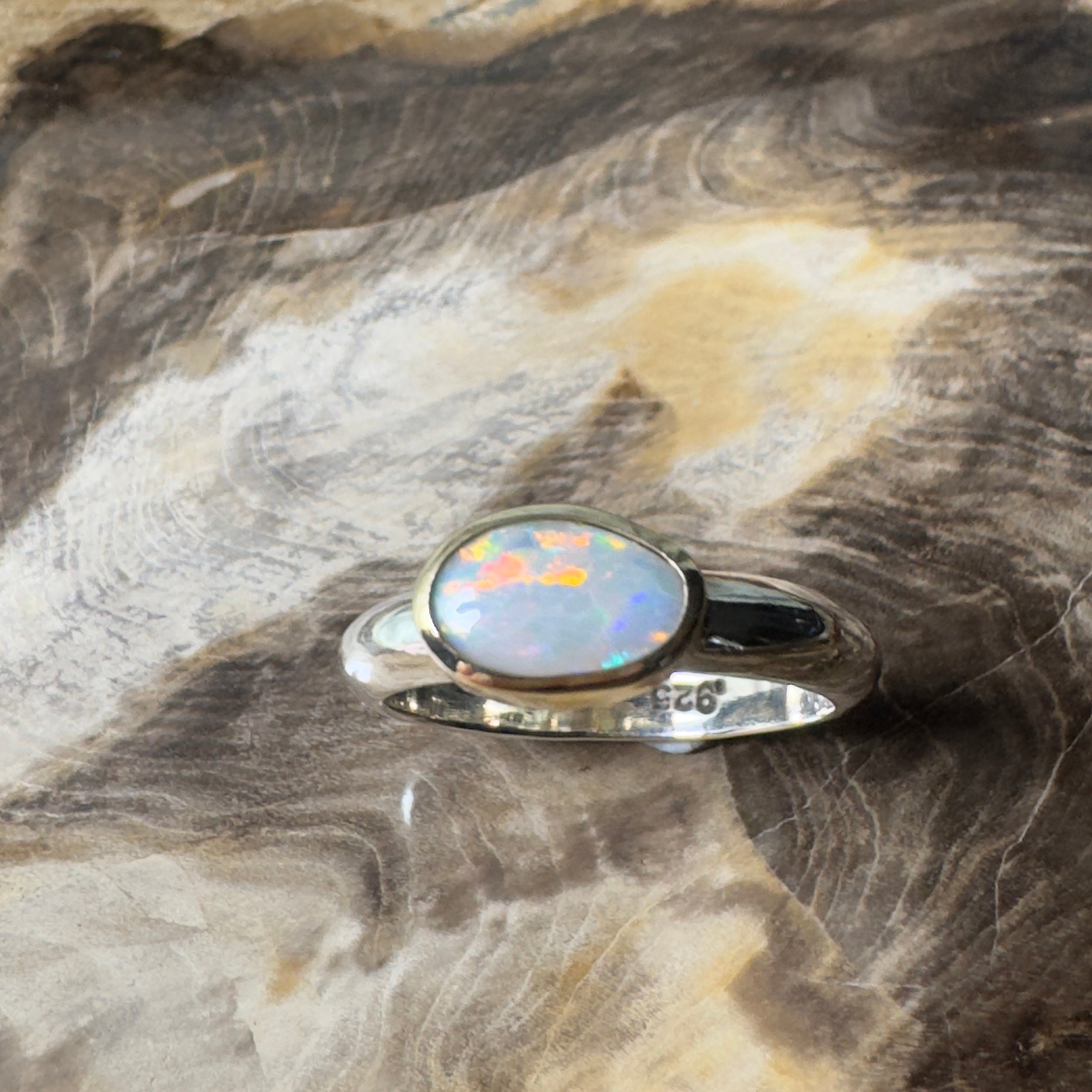 Yalgoo Horizon - 0.7ct Solid Lightning Ridge Opal Two - Tone 9ct Gold & 925 Sterling Silver Ring