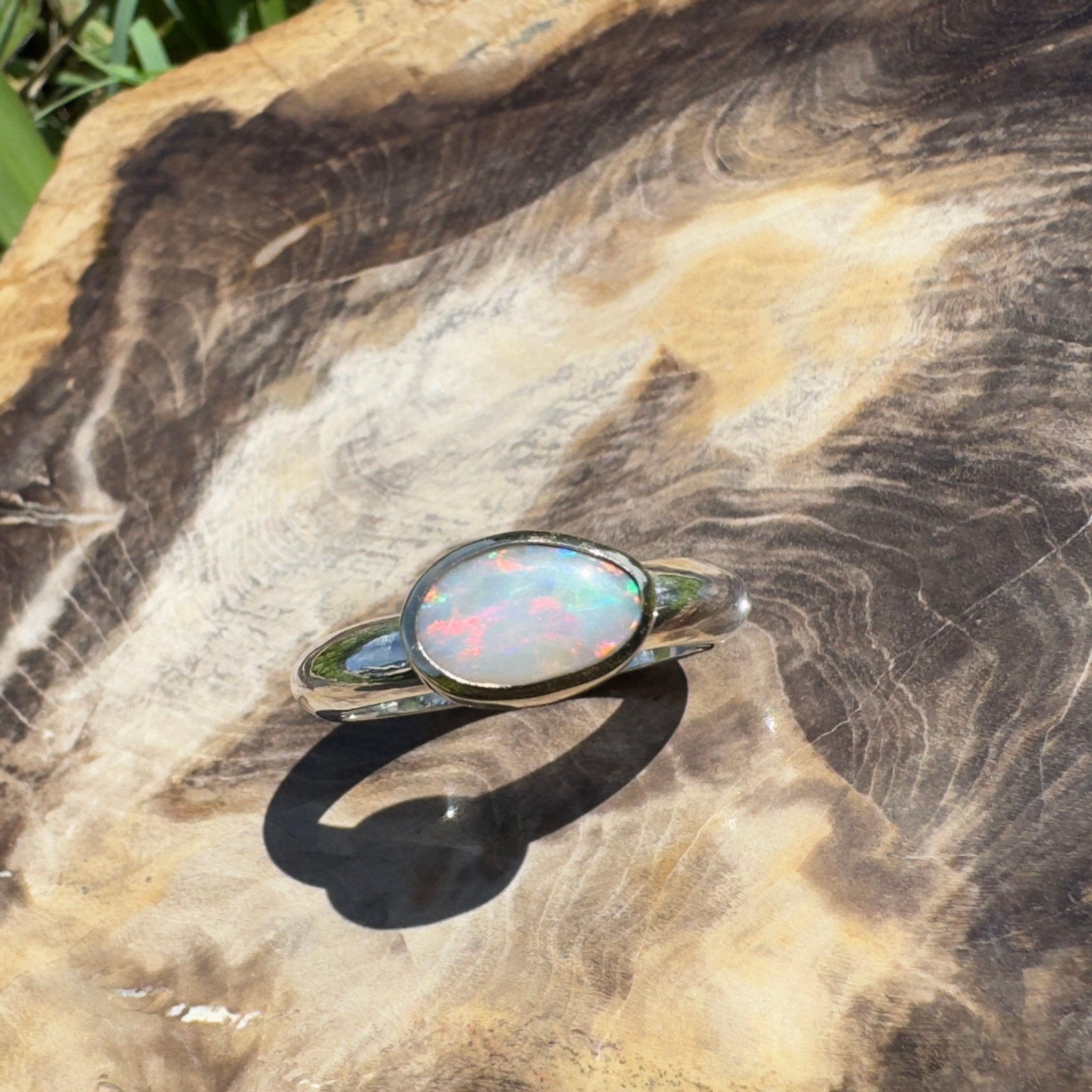 Yalgoo Horizon - 0.7ct Solid Lightning Ridge Opal Two - Tone 9ct Gold & 925 Sterling Silver Ring