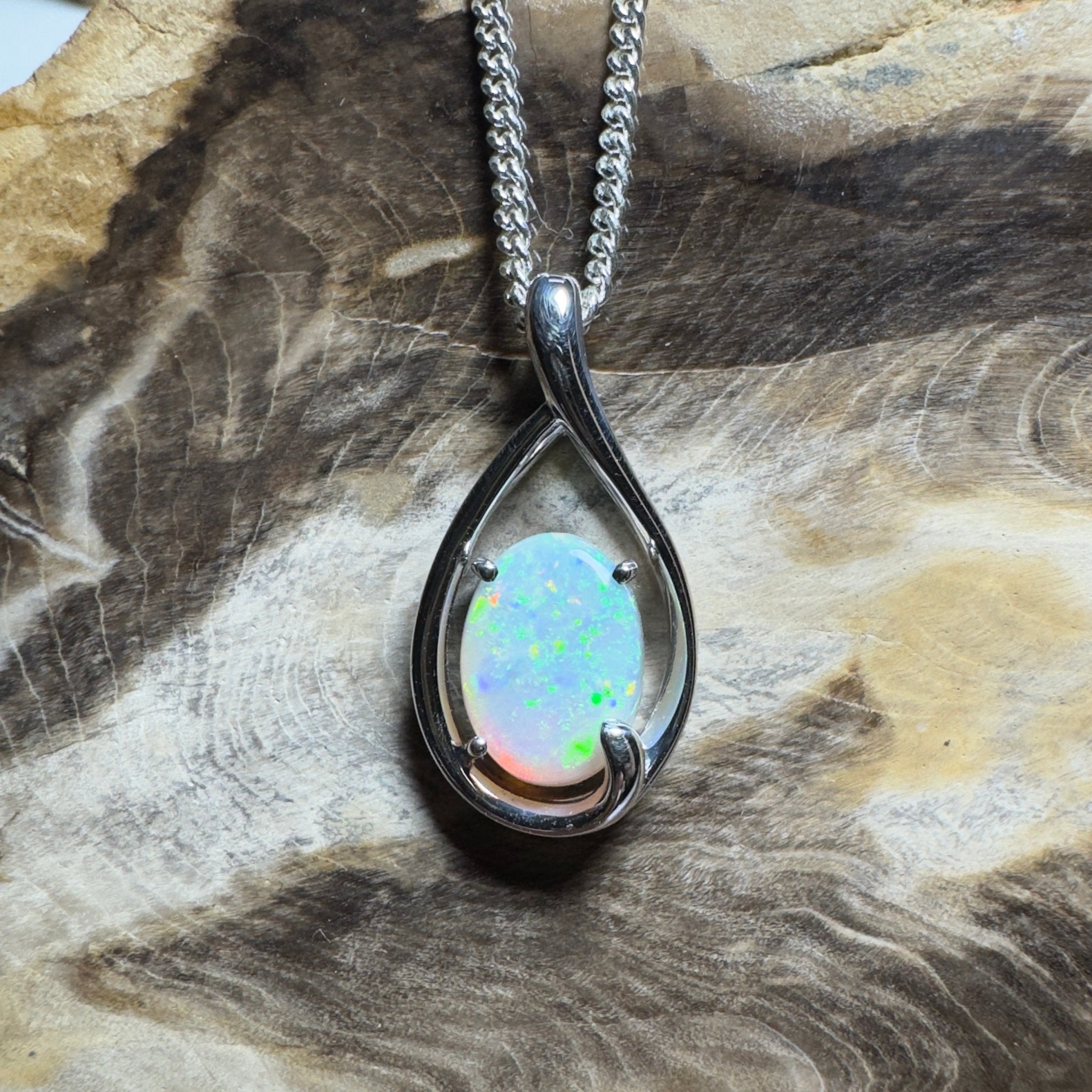 Yardie Moon ~ 1.85ct Coober Pedy Crystal Opal 925 Silver Pendant