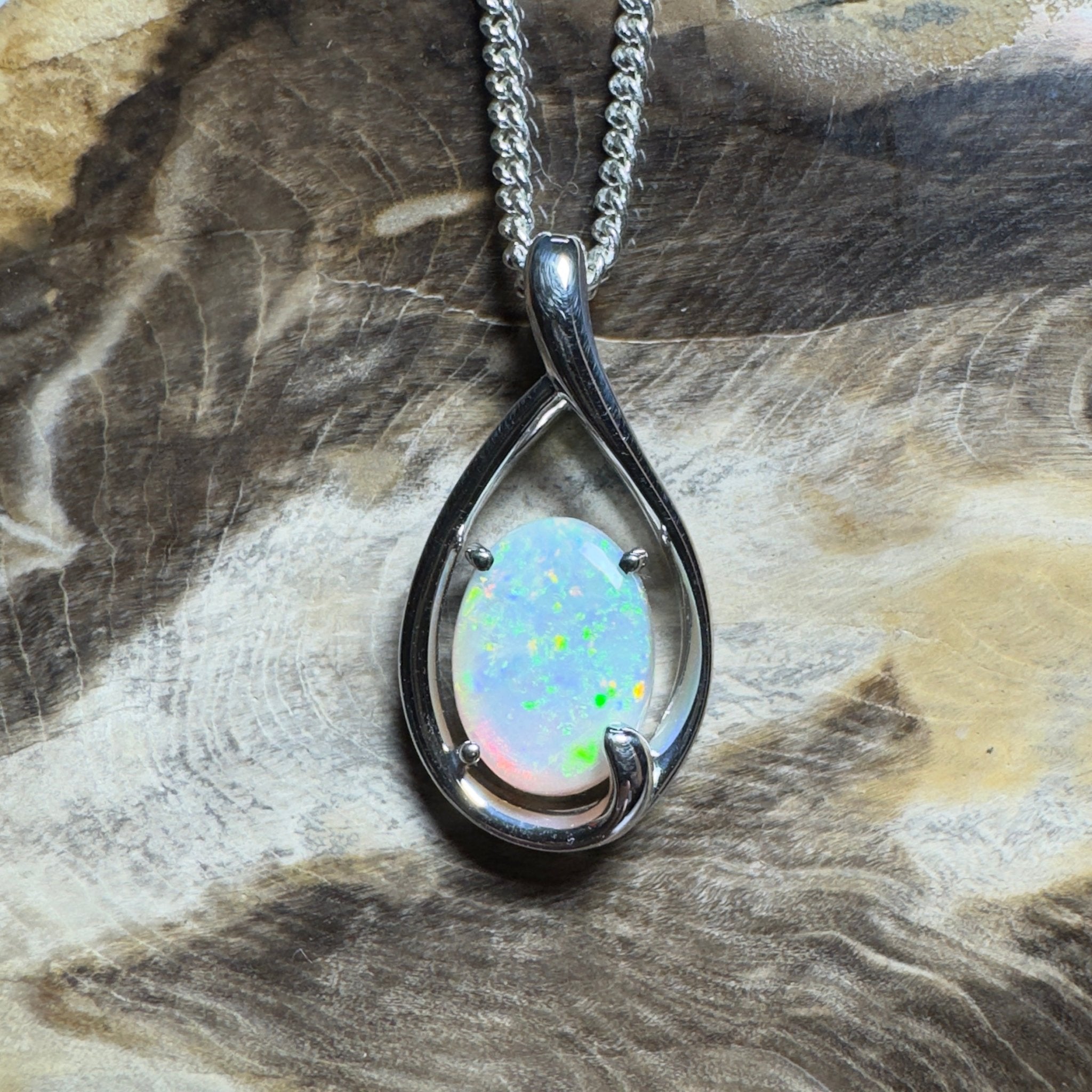 Yardie Moon ~ 1.85ct Coober Pedy Crystal Opal 925 Silver Pendant