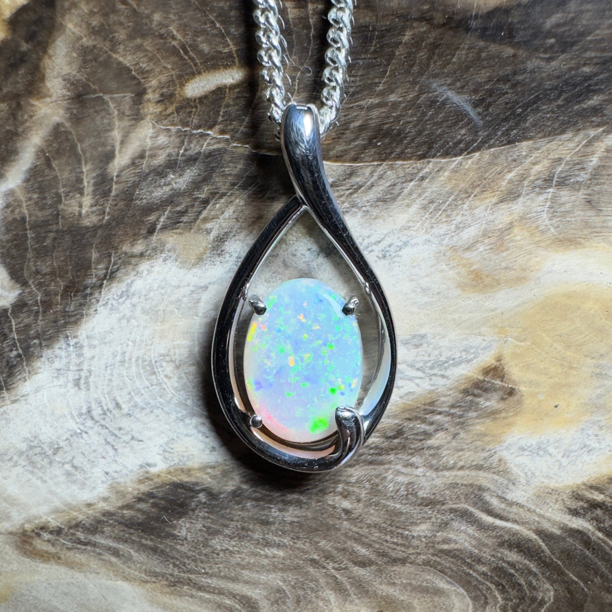 Yardie Moon ~ 1.85ct Coober Pedy Crystal Opal 925 Silver Pendant