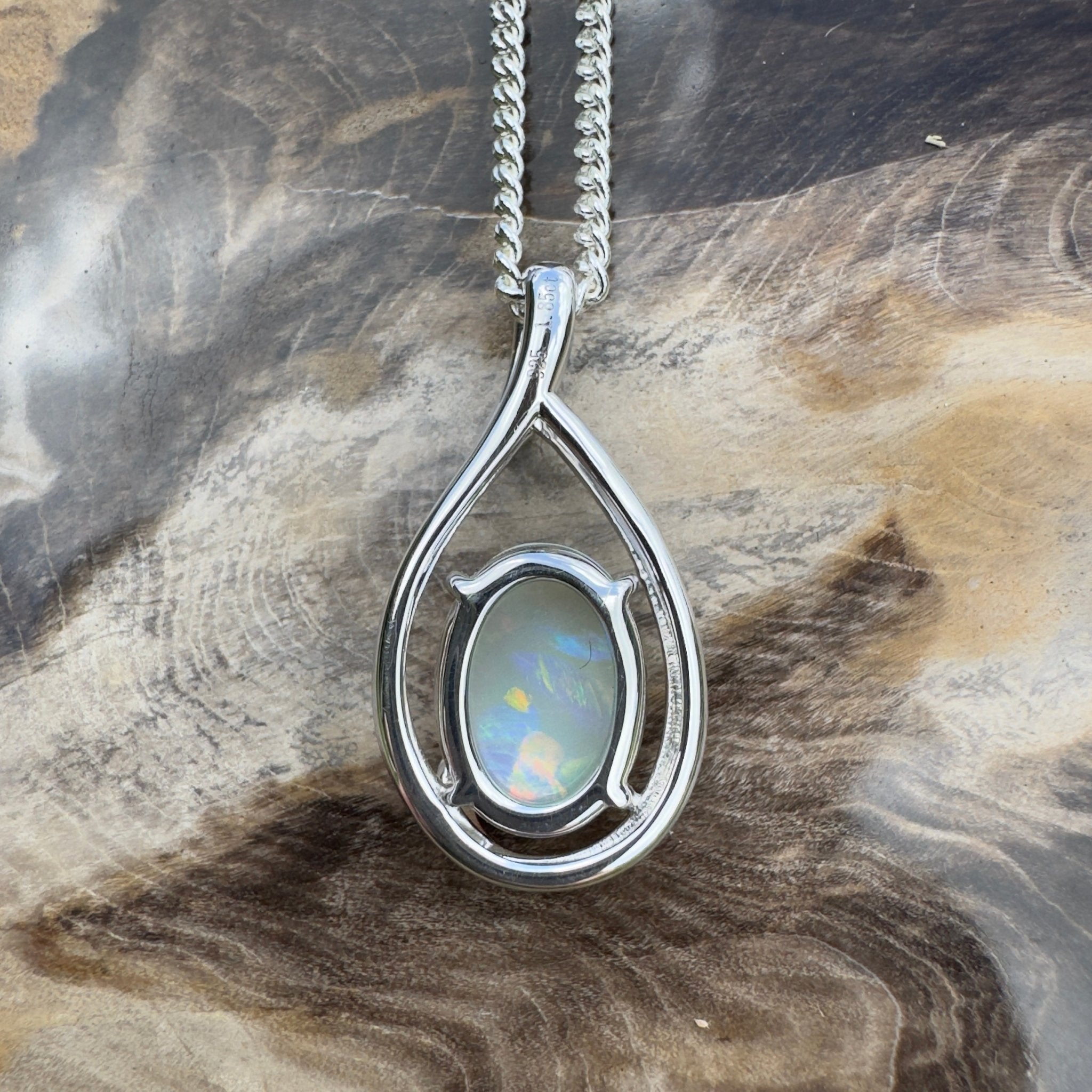 Yardie Moon ~ 1.85ct Coober Pedy Crystal Opal 925 Silver Pendant