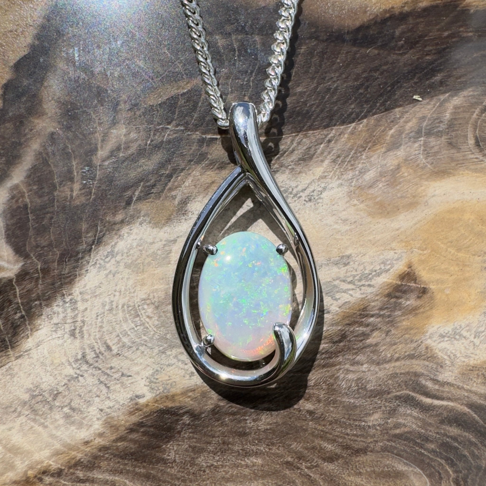 Yardie Moon ~ 1.85ct Coober Pedy Crystal Opal 925 Silver Pendant