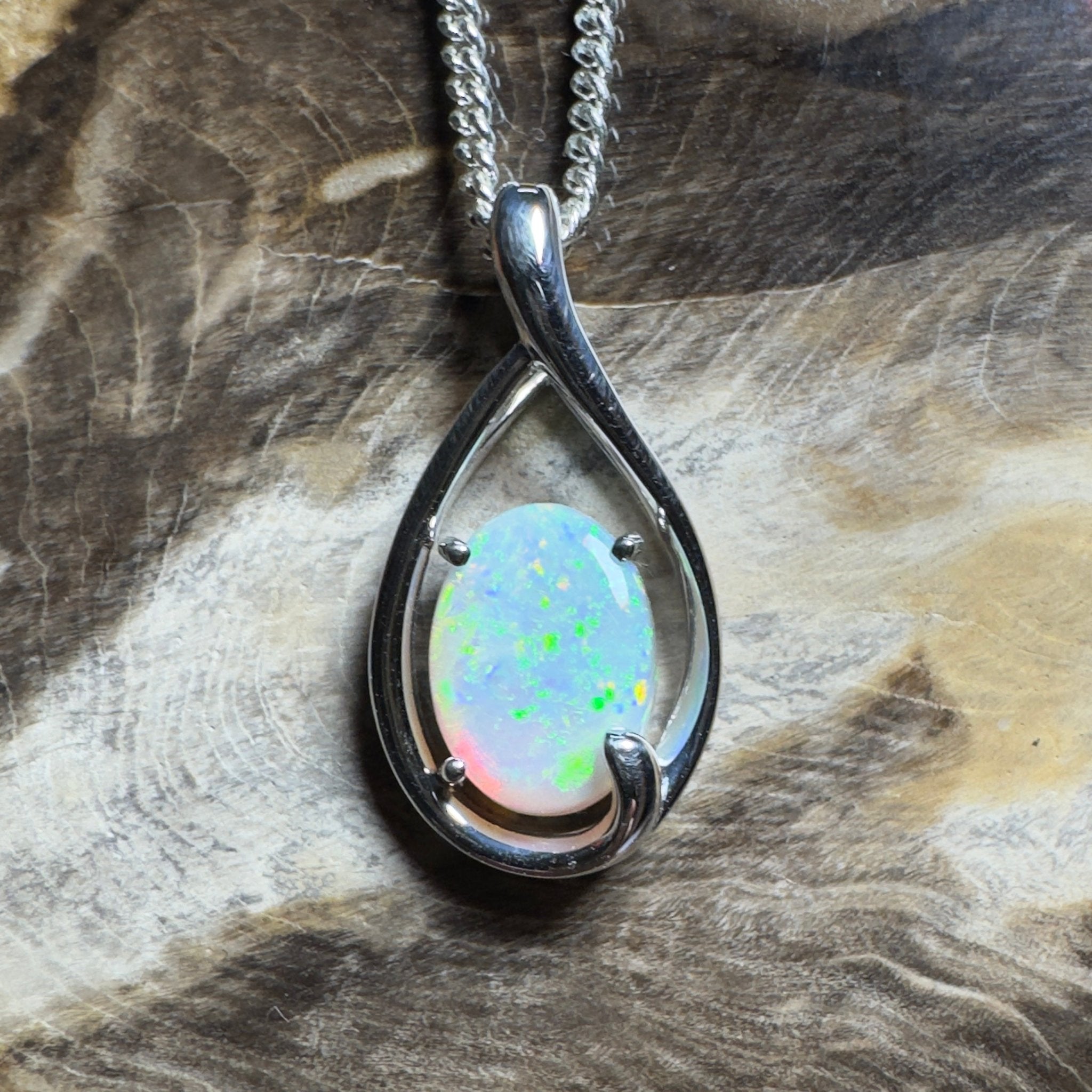 Yardie Moon ~ 1.85ct Coober Pedy Crystal Opal 925 Silver Pendant