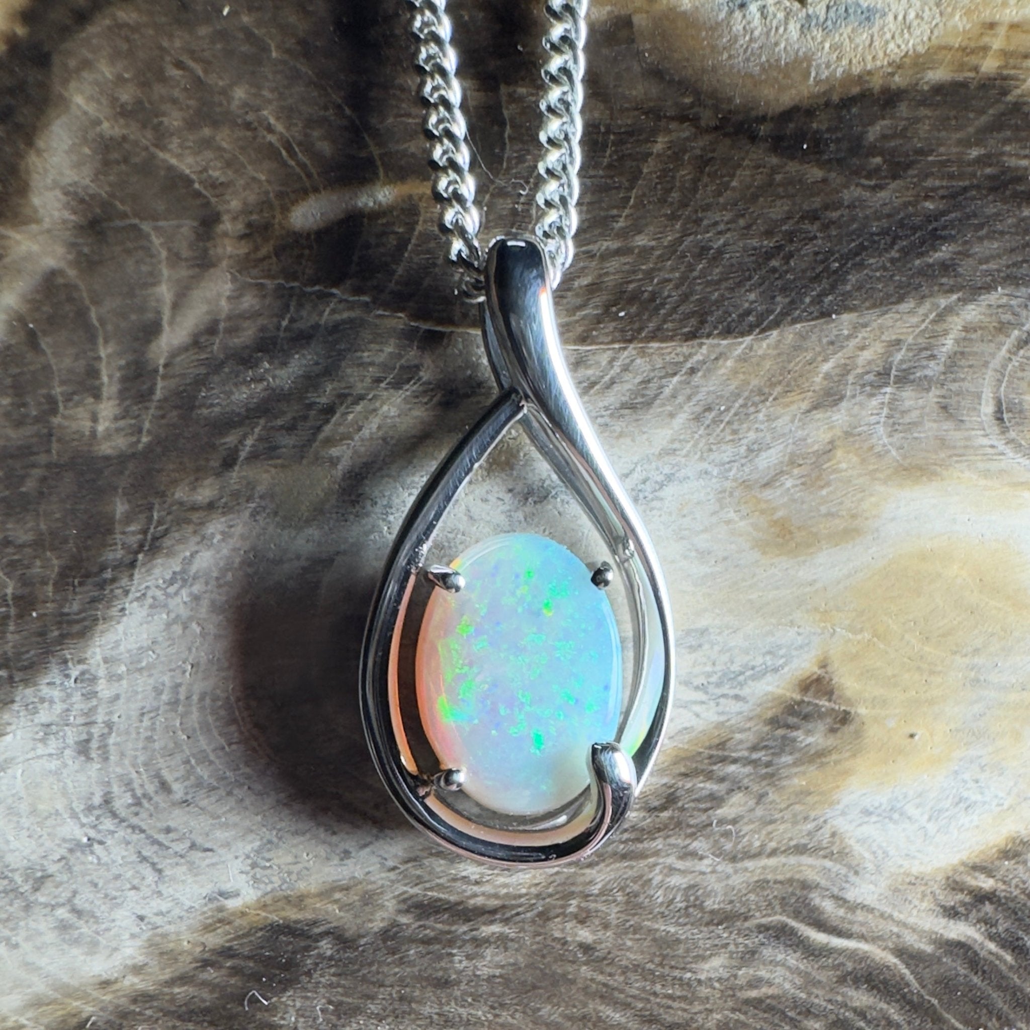 Yardie Moon ~ 1.85ct Coober Pedy Crystal Opal 925 Silver Pendant