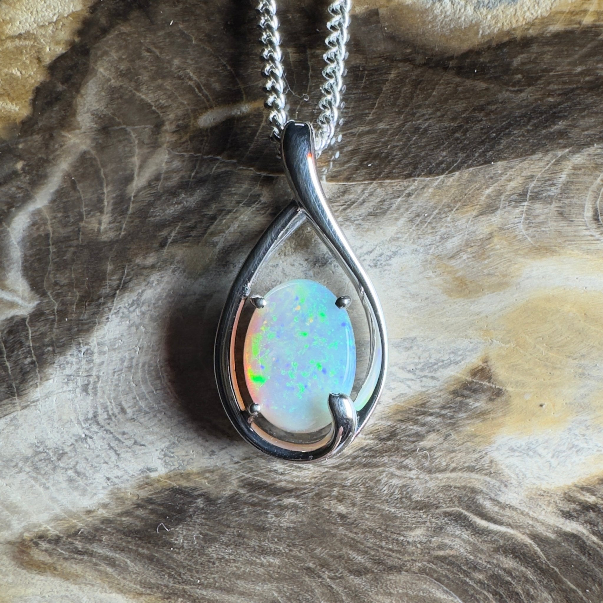 Yardie Moon ~ 1.85ct Coober Pedy Crystal Opal 925 Silver Pendant