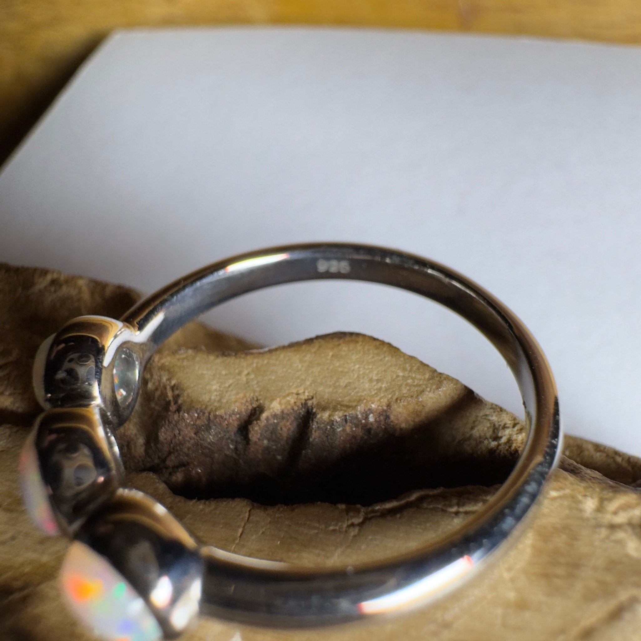 Yarra Valley Fire - 0.9ct Solid Coober Pedy Opal 925 Silver Trio Ring