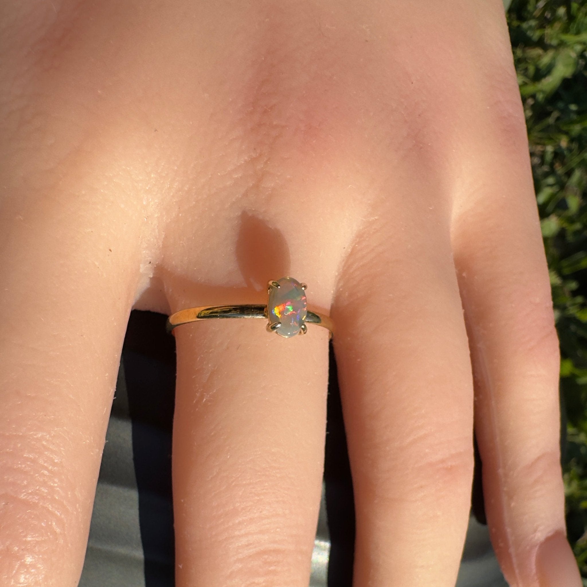Yarrangobilly Flame ~ 0.8ct Solid Lightning Ridge Opal 9ct Yellow Gold Ring