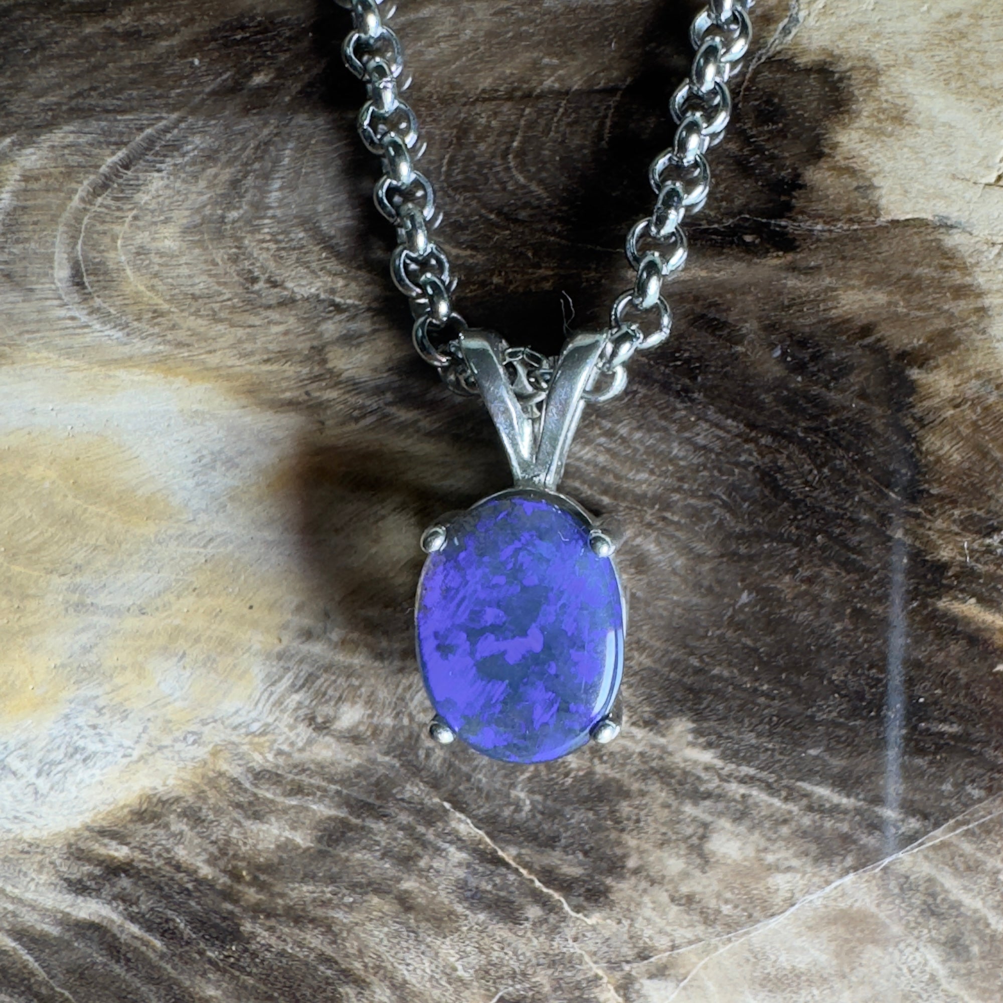 Yarrangobilly Nightfall ~ 1ct Lightning Ridge Black Opal 925 Silver Pendant