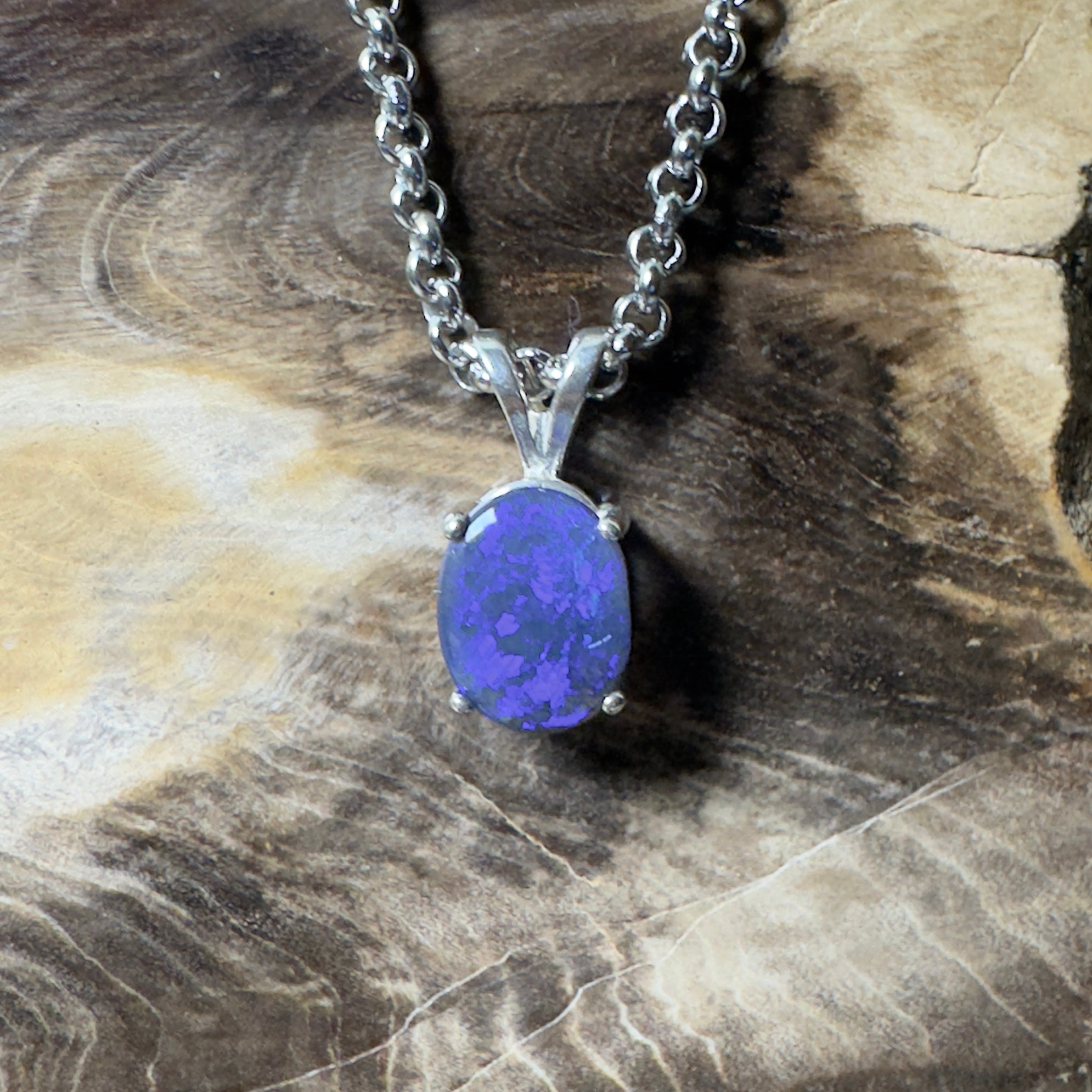 Yarrangobilly Nightfall ~ 1ct Lightning Ridge Black Opal 925 Silver Pendant